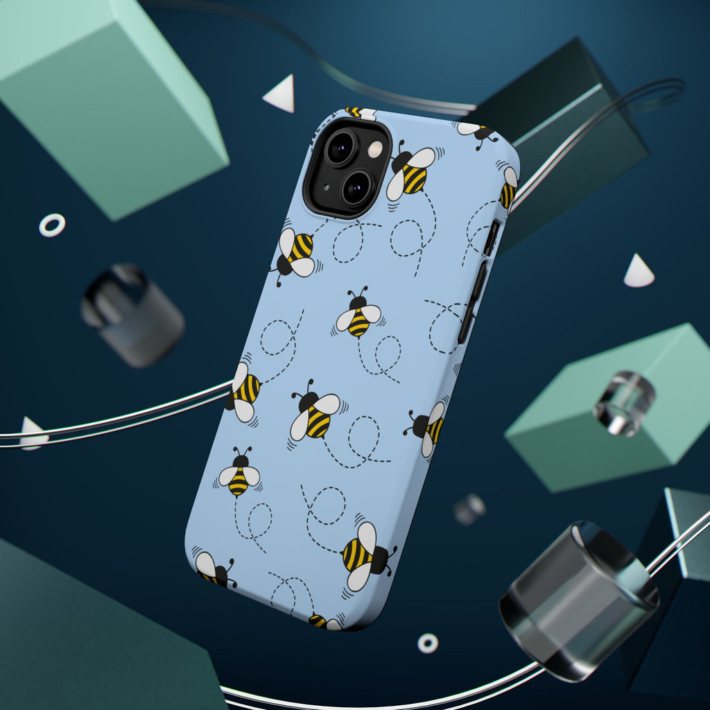 Phone Case | Sky Blue Bee Pattern Magnetic Impact-Resistant Phone Case