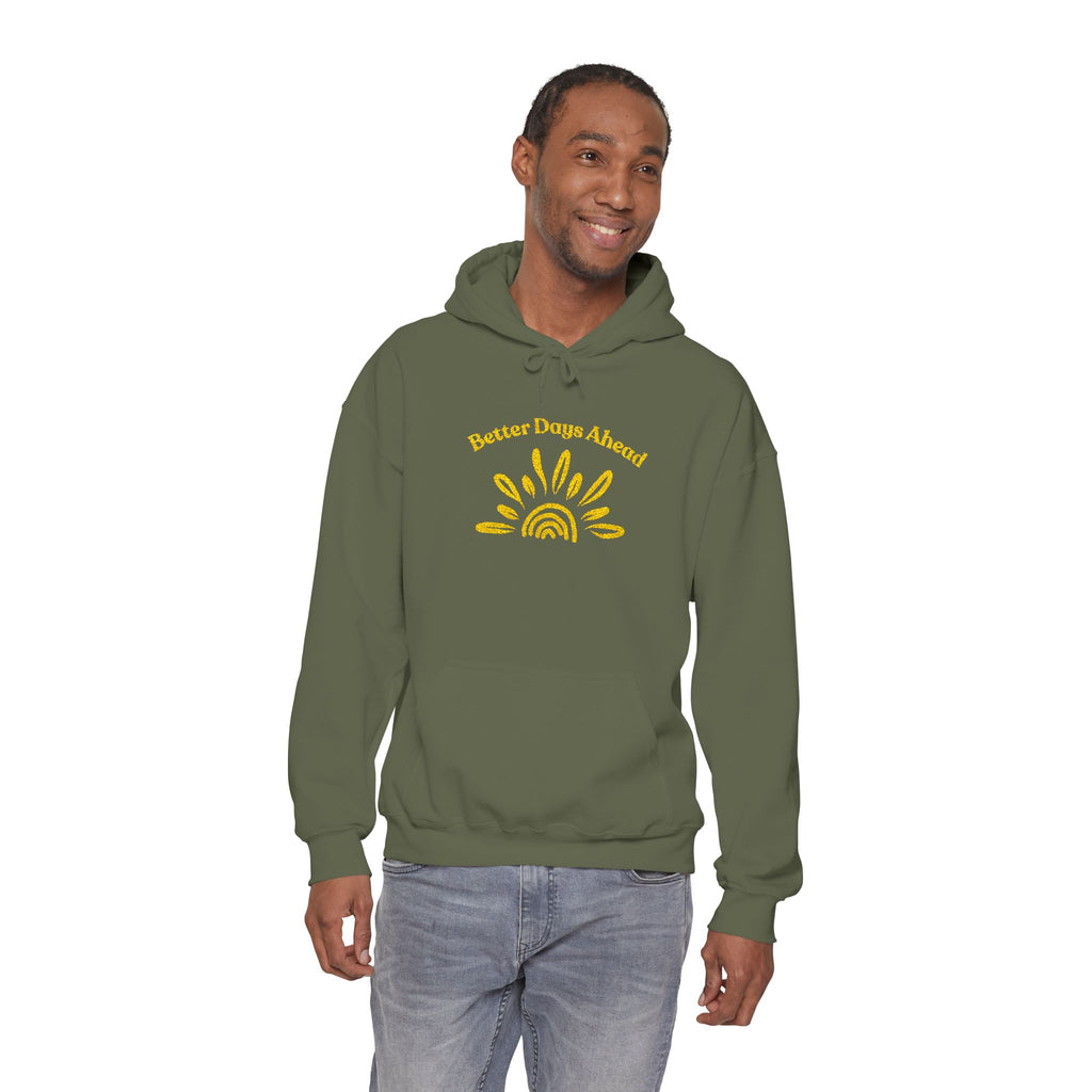 Hoodie | ‘Better Days Ahead’ Above a Sunrise  Embroidered Graphic