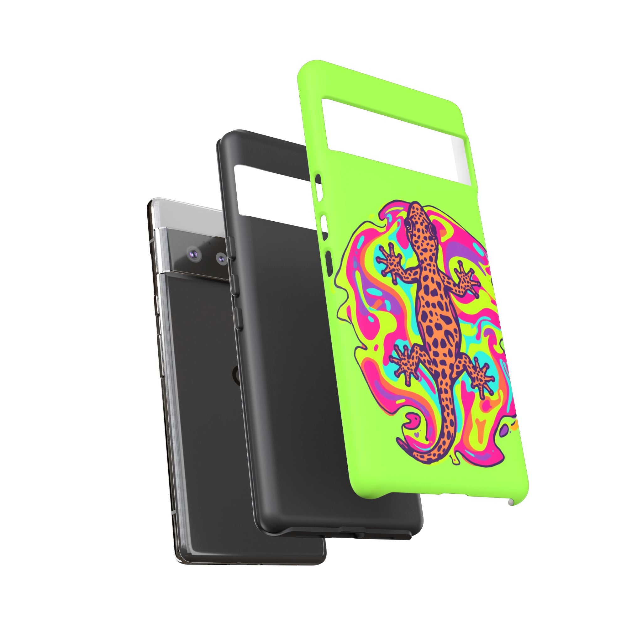 Phone Cases | Neon Leopard Gecko Swirl Phone Case