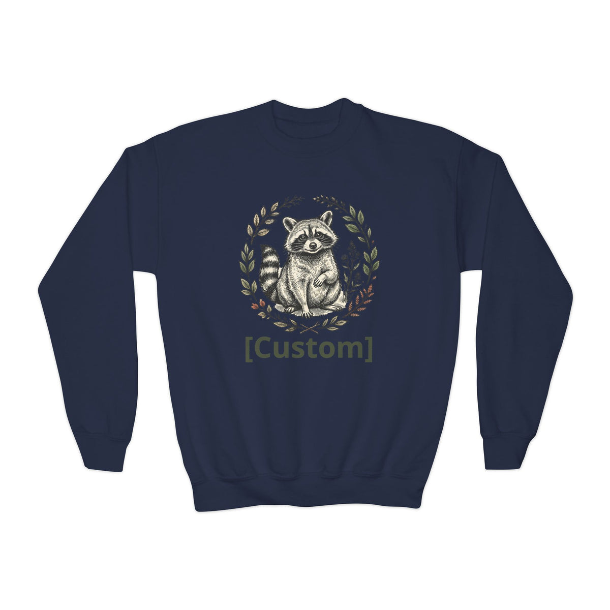 Customizable Sweatshirt with Cute Raccoon Graphic