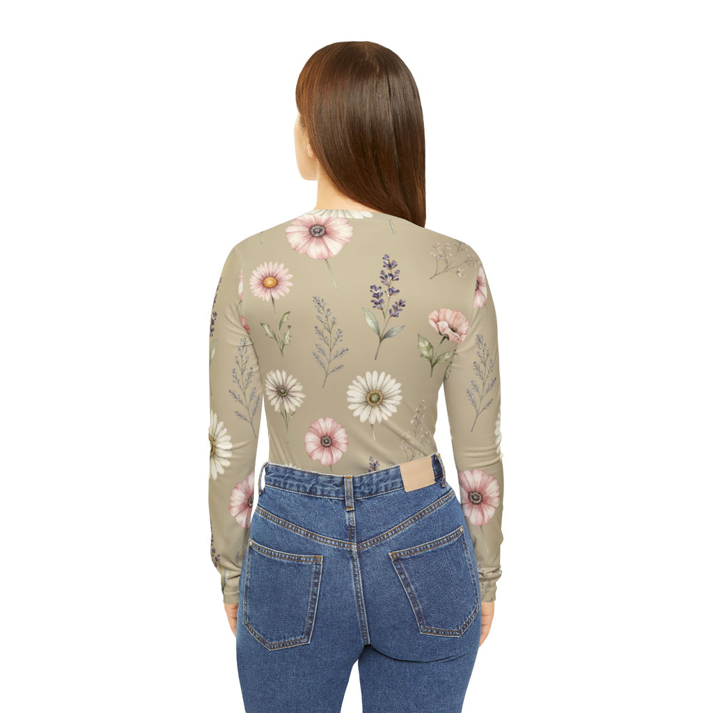 Pastel Wildflower V-Neck Long Sleeve Shirt