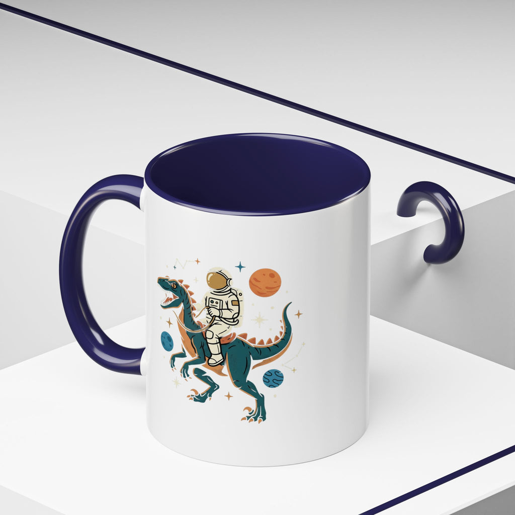 Coffee Mug | Astronaut Riding Velociraptor Accent Mug