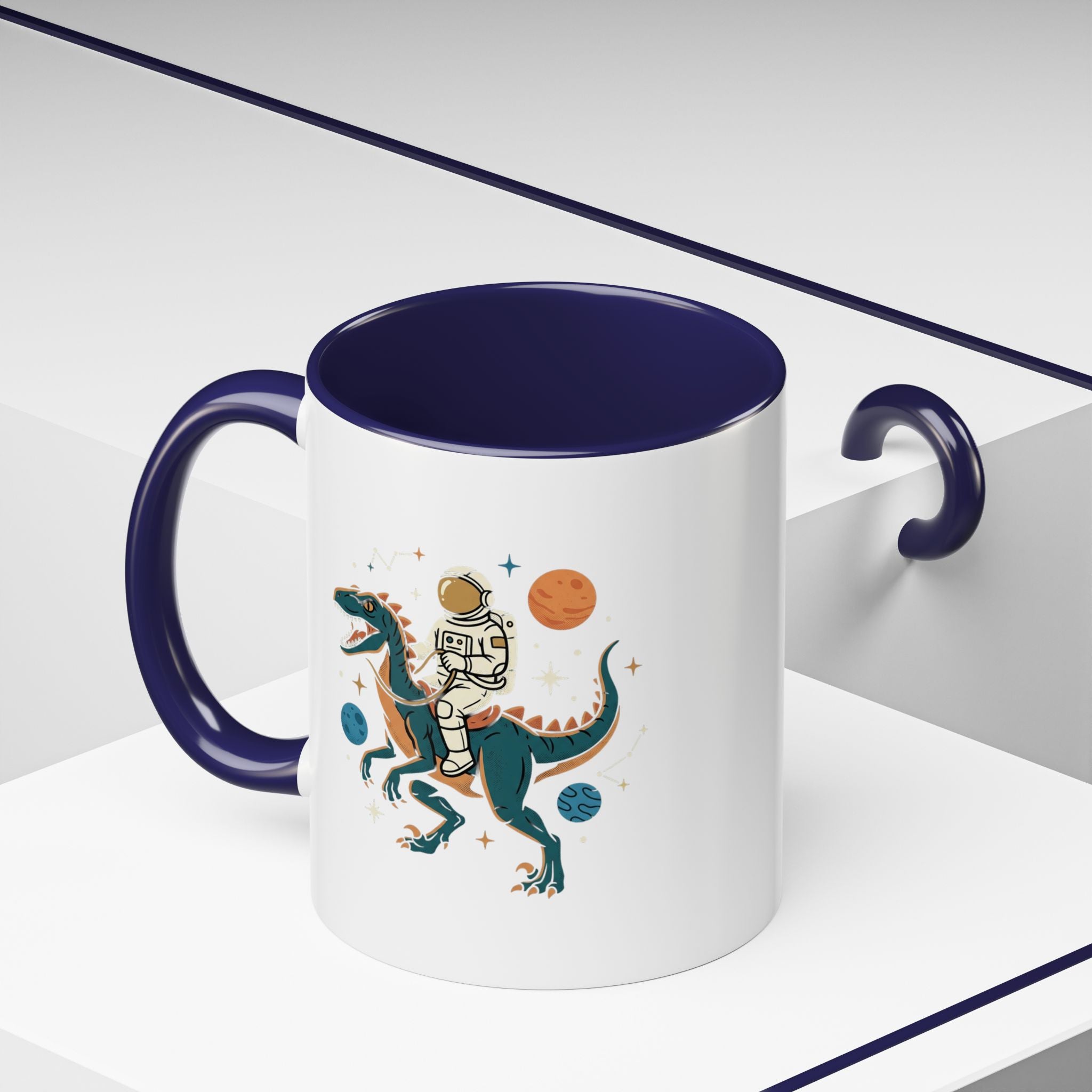 Coffee Mug | Astronaut Riding Velociraptor Accent Mug