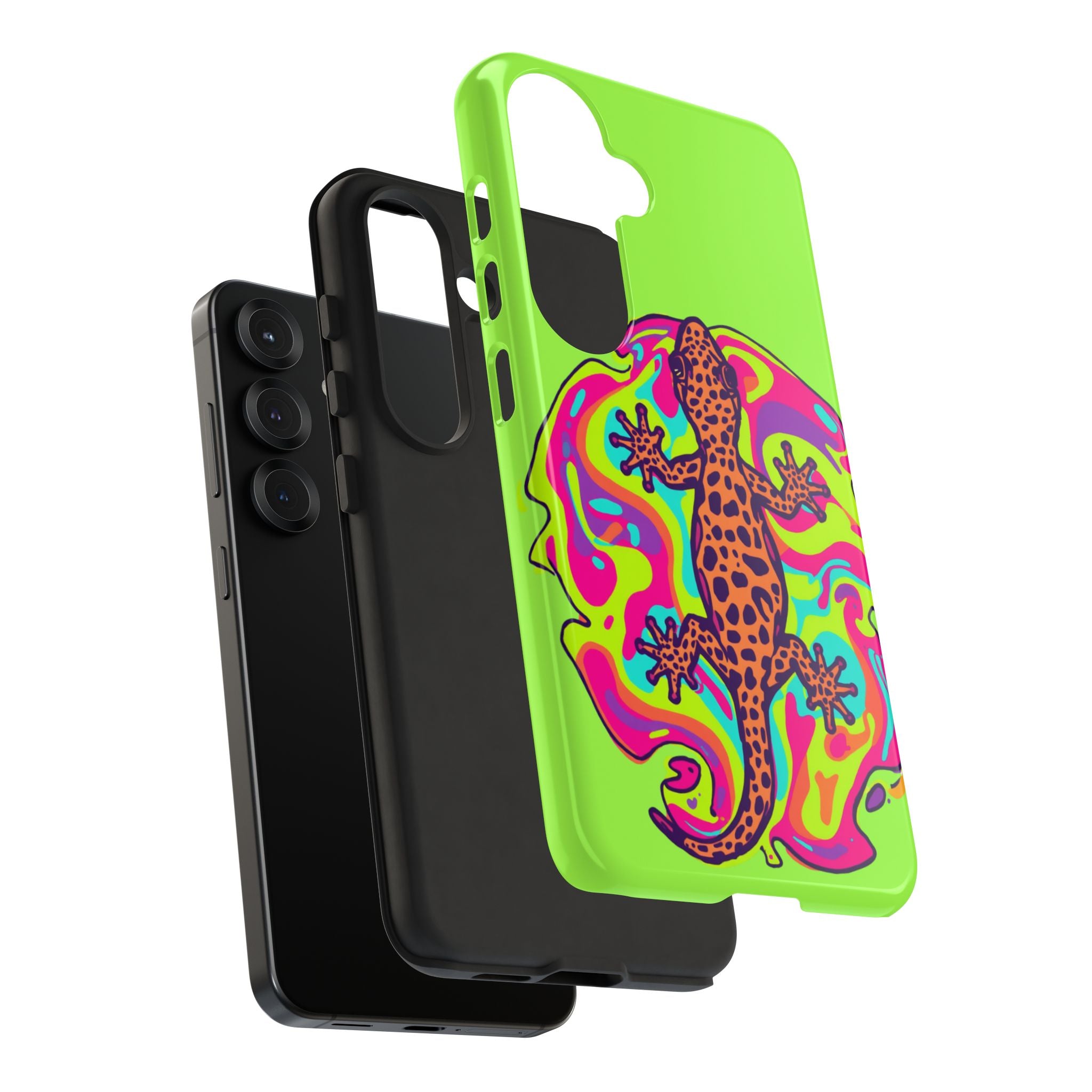 Phone Cases | Neon Leopard Gecko Swirl Phone Case