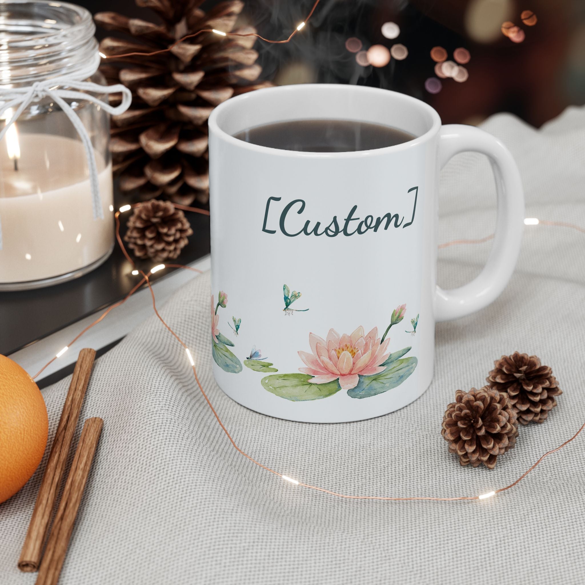 Coffee Mug | Watercolor Lotus Flowers Customizable Ceramic Cup