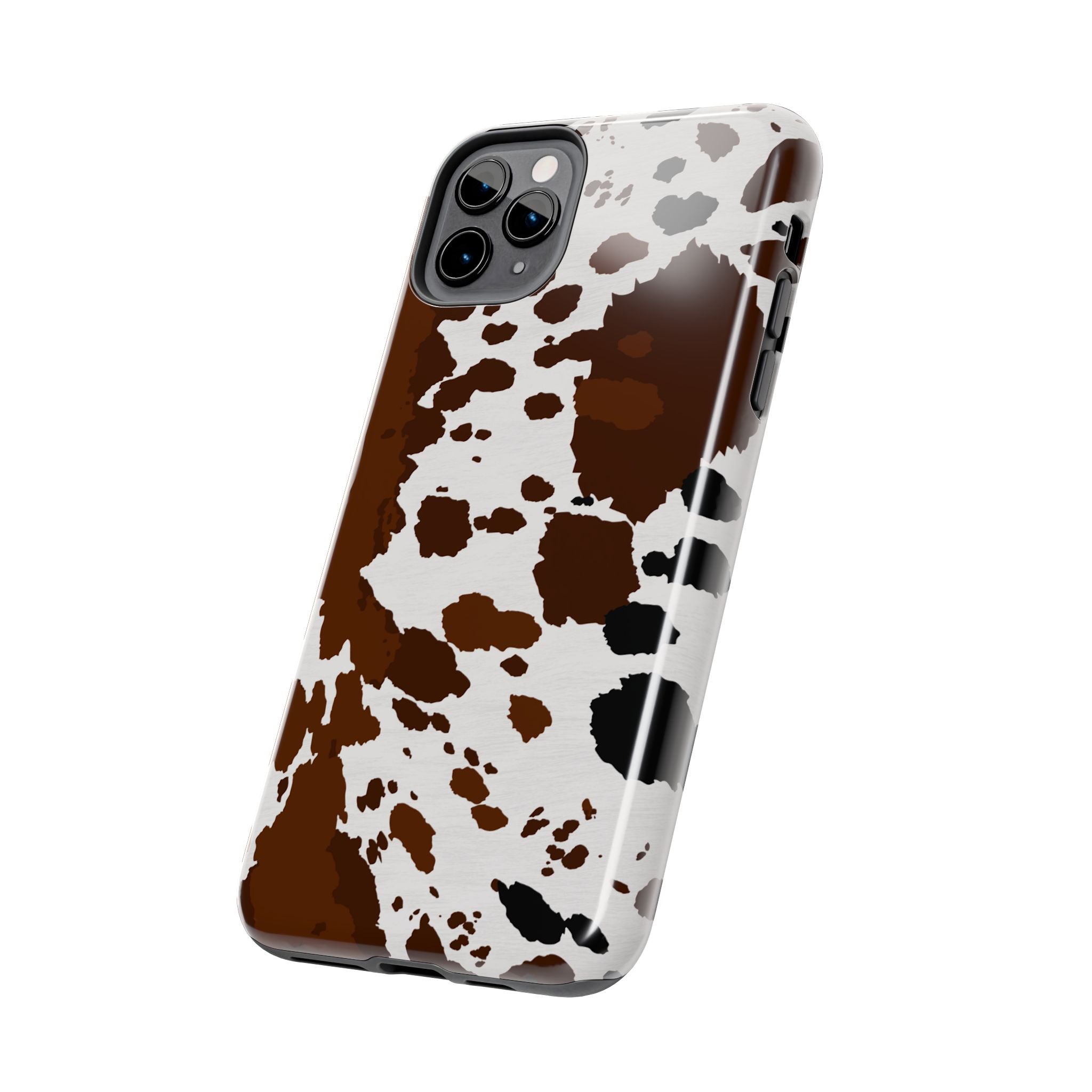 Phone Case | Brown & White Cowhide Pattern Tough Protective Cover
