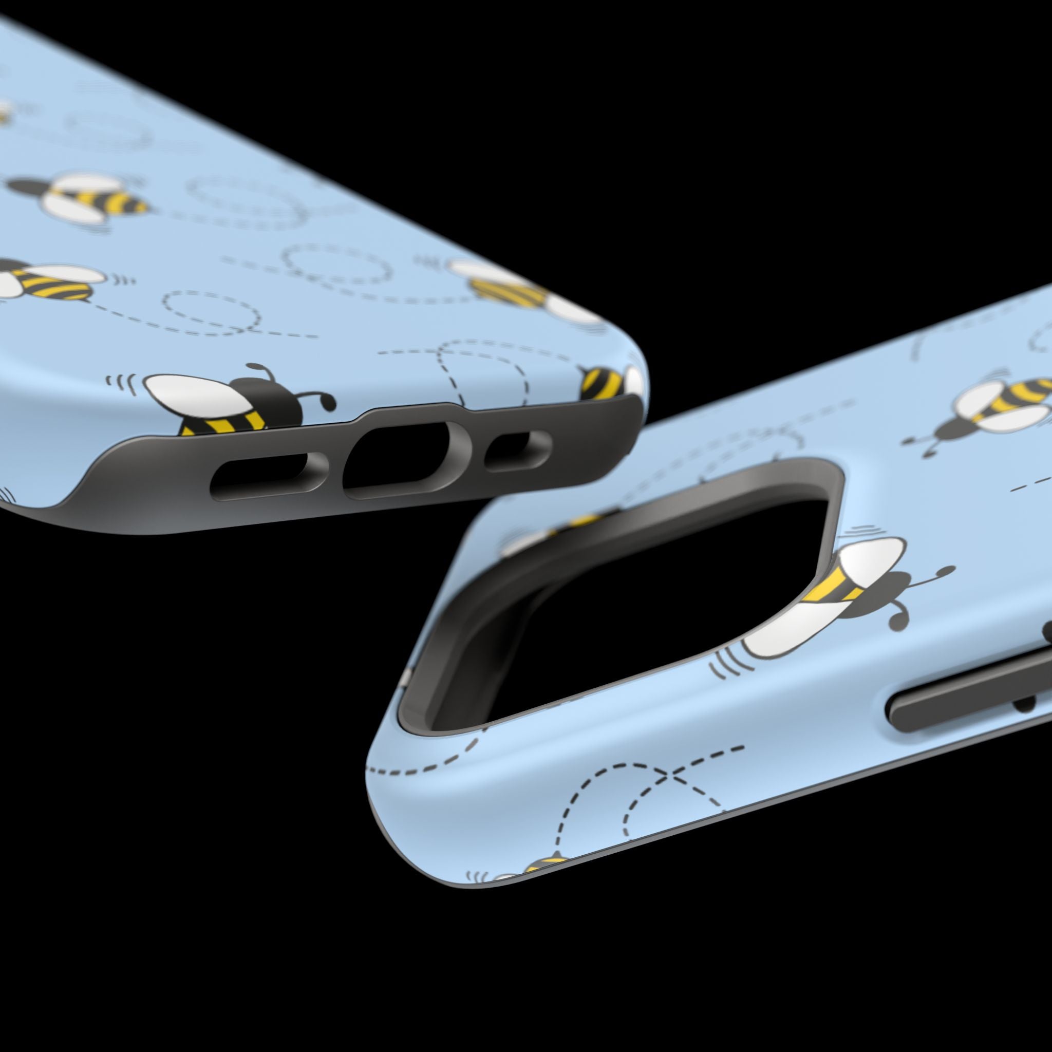 Phone Case | Sky Blue Bee Pattern Magnetic Impact-Resistant Phone Case