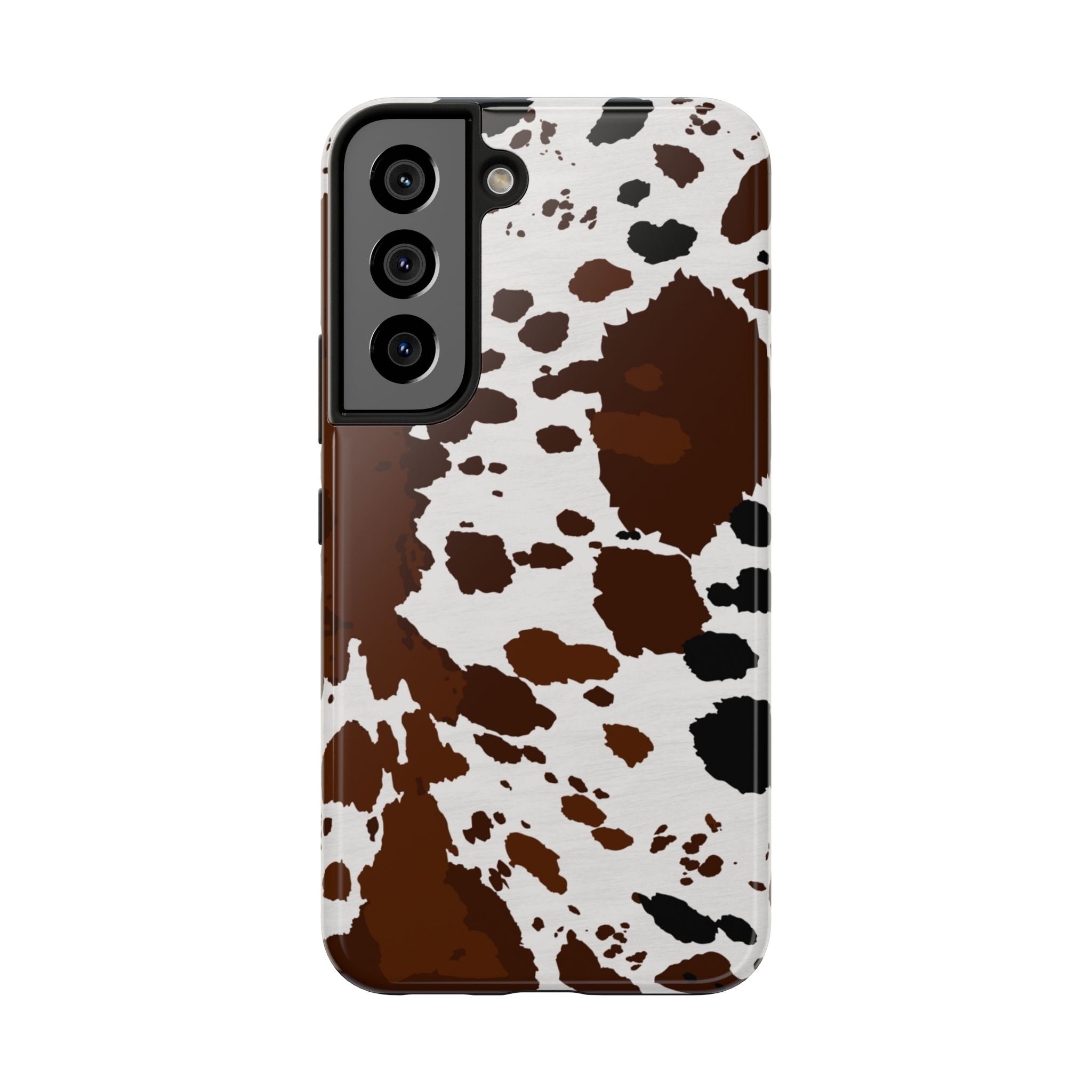 Phone Case | Brown & White Cowhide Pattern Tough Protective Cover