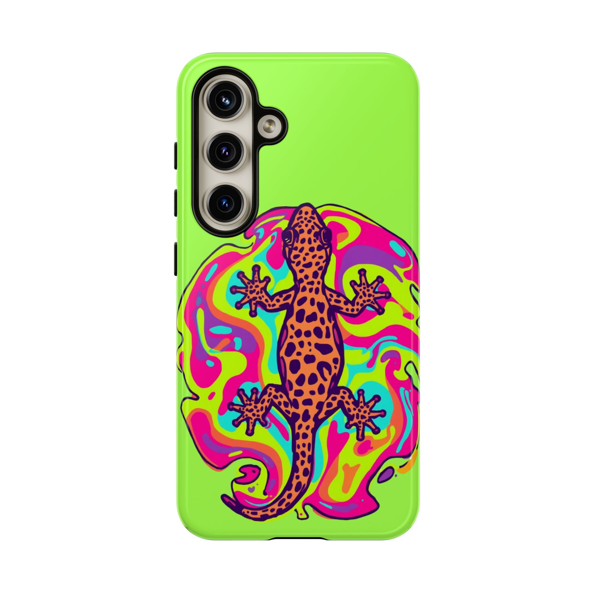 Phone Cases | Neon Leopard Gecko Swirl Phone Case