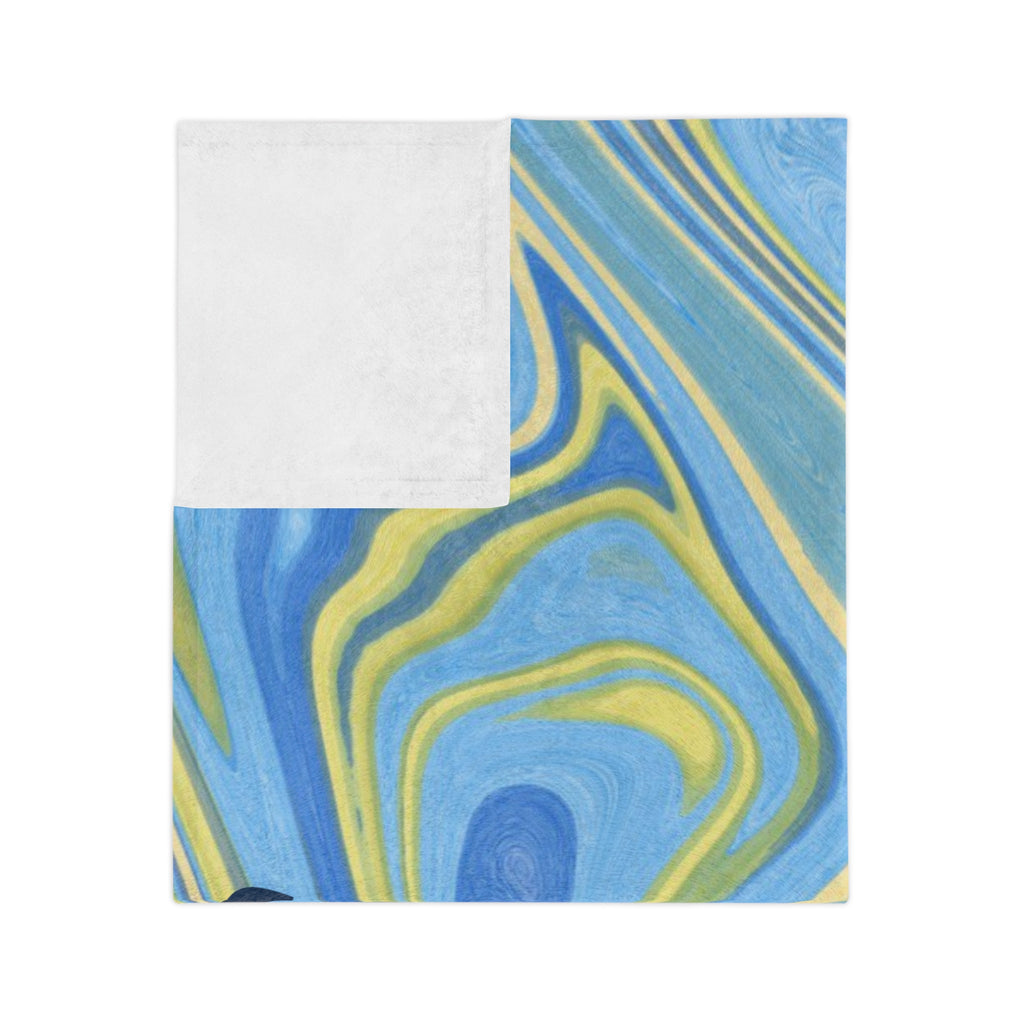 Customizable Blue-Yellow Marble Velveteen Throw