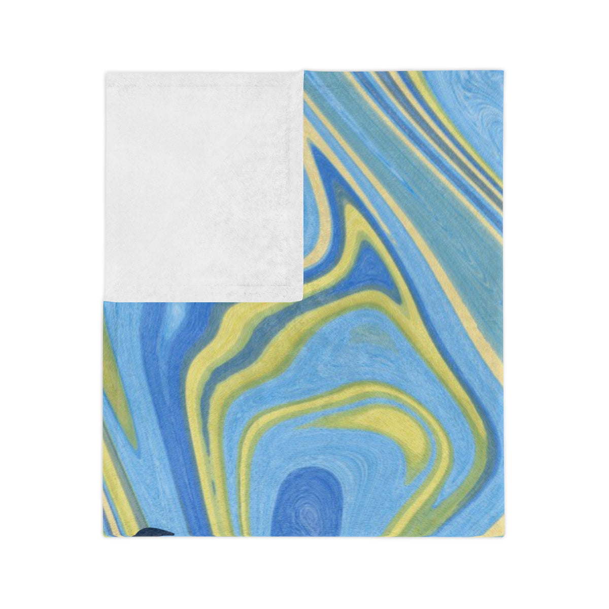 Customizable Blue-Yellow Marble Velveteen Throw