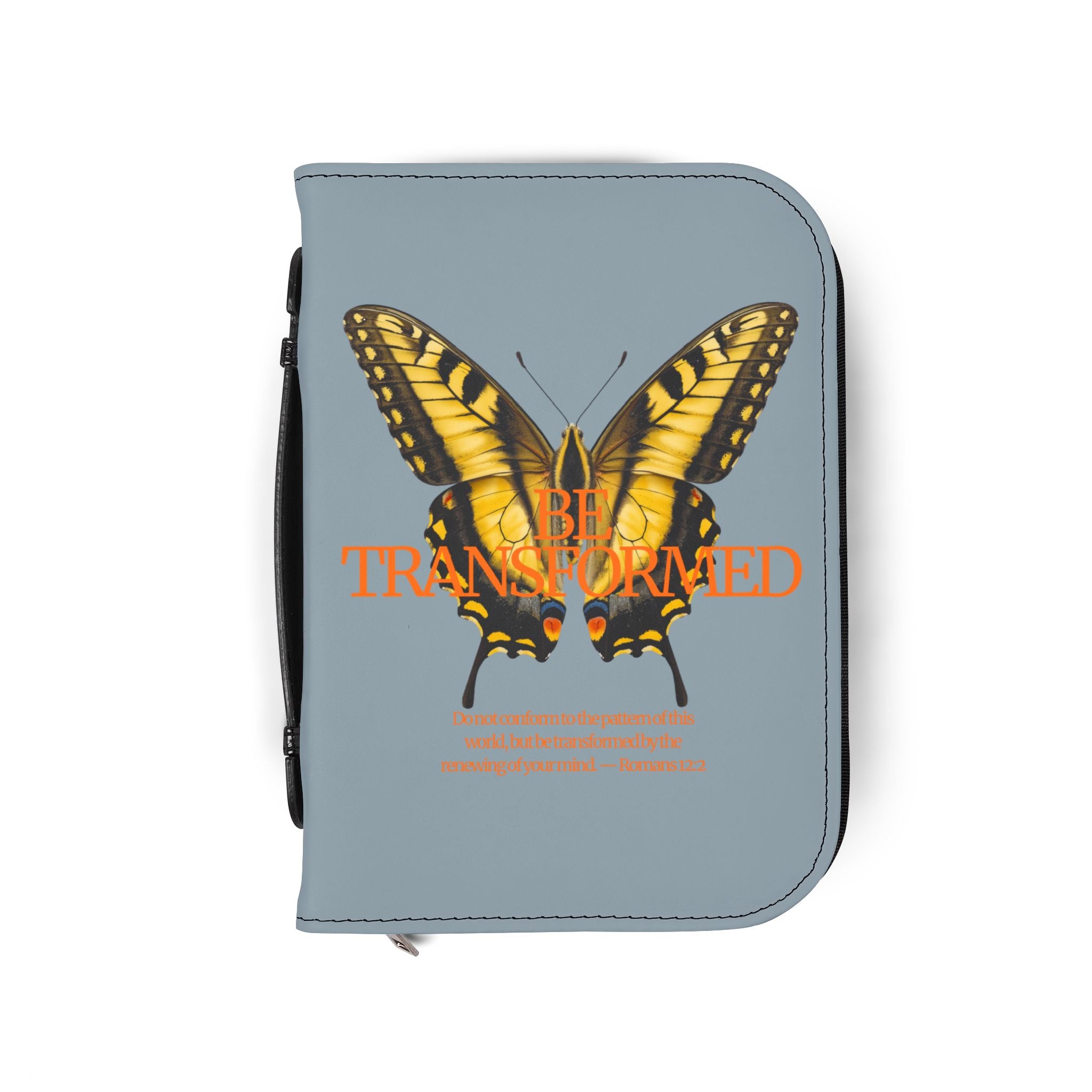 Bible Cover | Transformed Yellow Butterfly Scripture Zippered Case