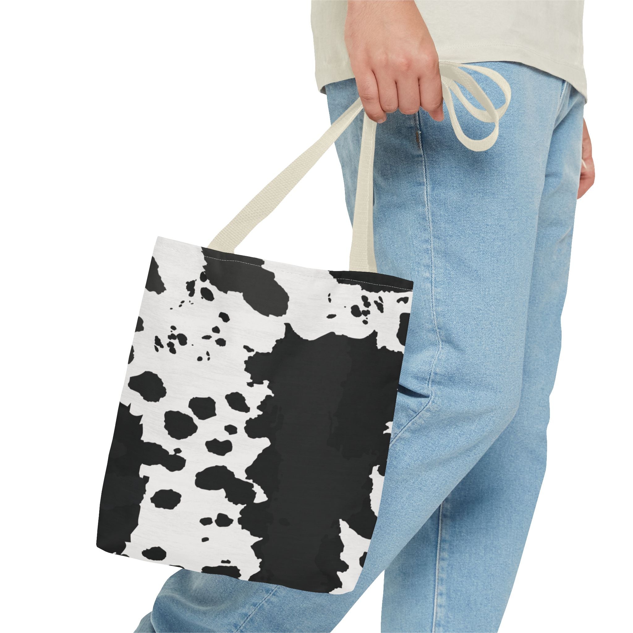Tote Bag | Black & White Cow Print Patterned Shoulder Tote