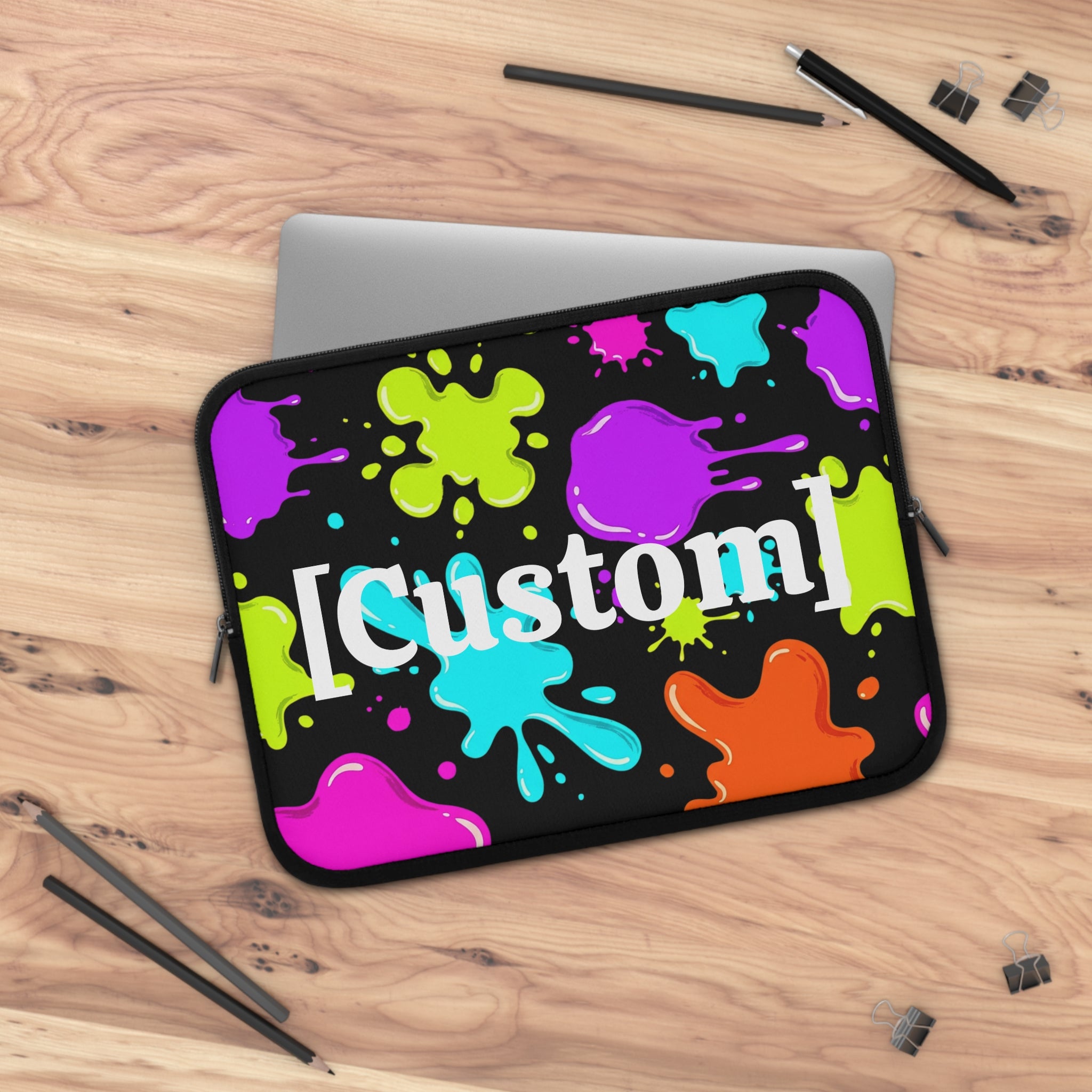 Laptop Sleeve | Personalized Neon Paint Splat Protective Case