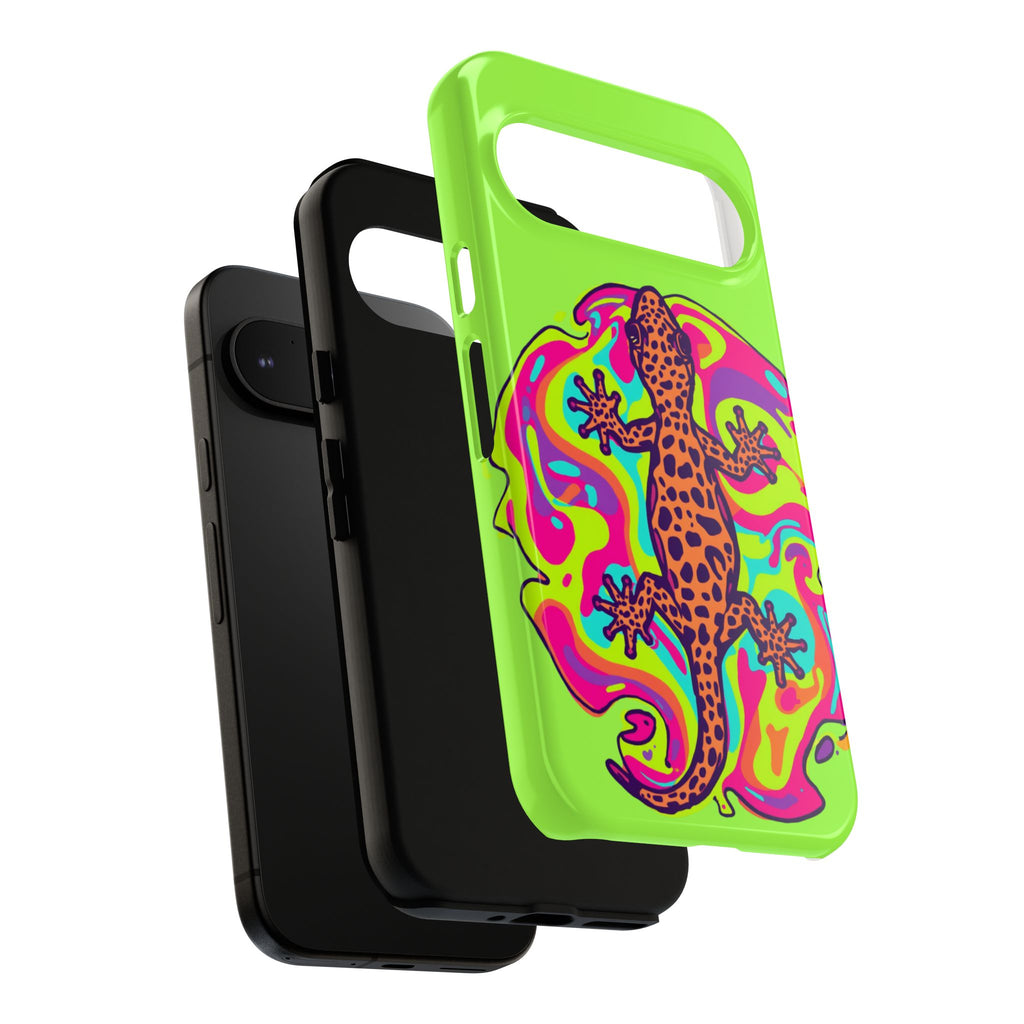 Phone Cases | Neon Leopard Gecko Swirl Phone Case