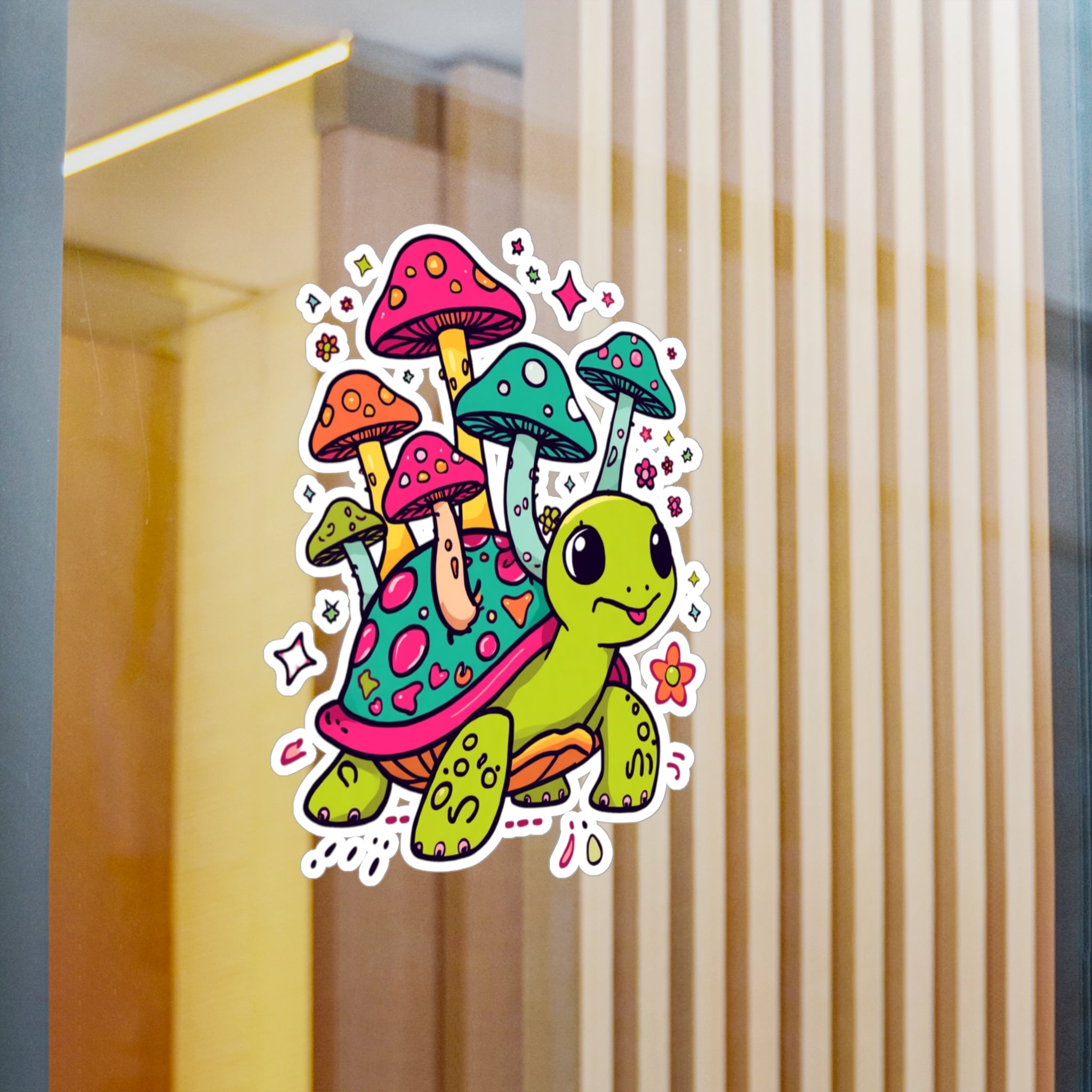 Vinyl Decal | Colorful Cute Mushroom Turtle Kiss-Cut Sticker