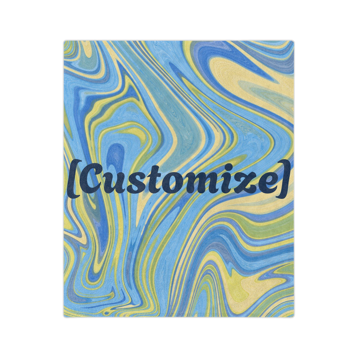 Customizable Blue-Yellow Marble Velveteen Throw