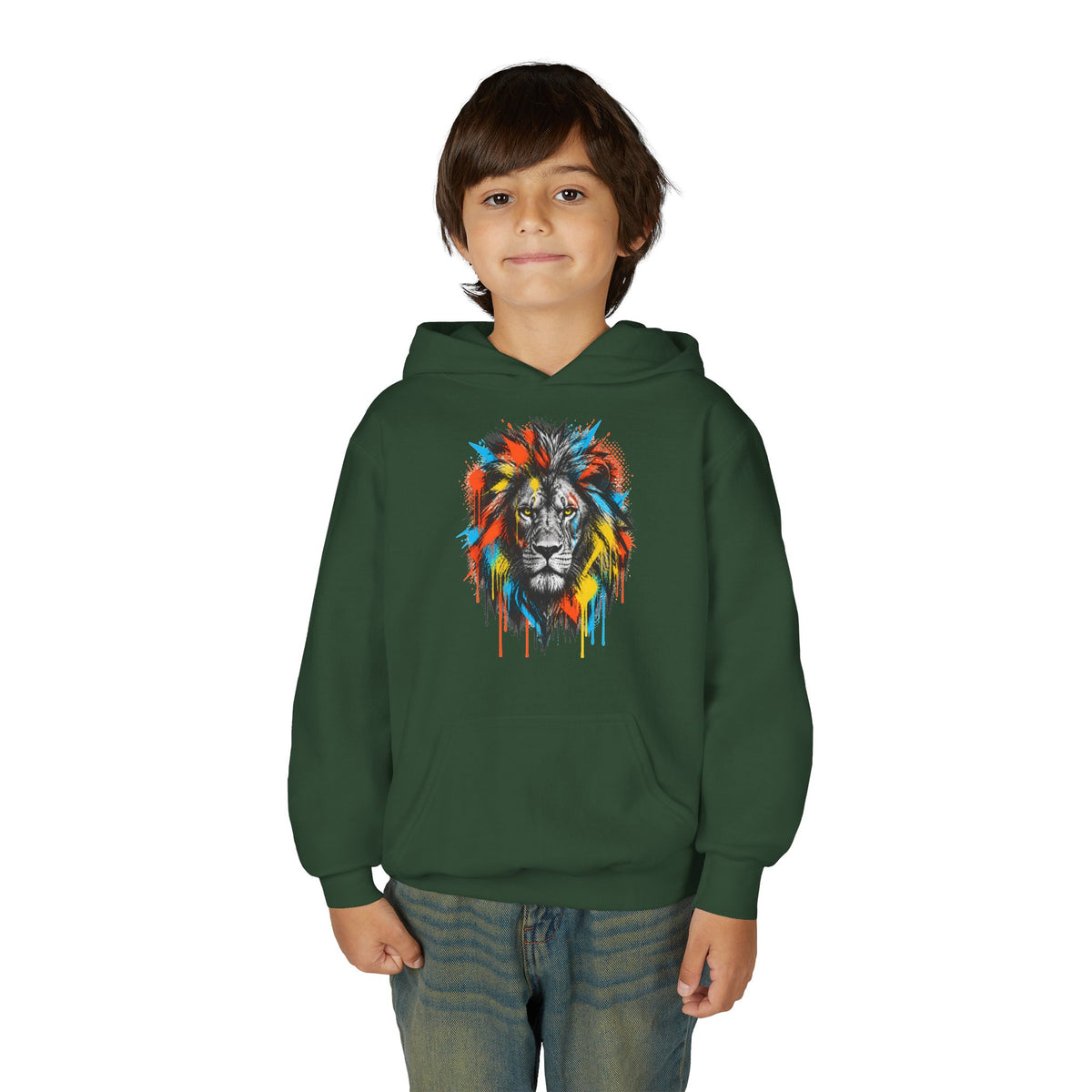Lion Spirit Paint Drips Youth Hoodie