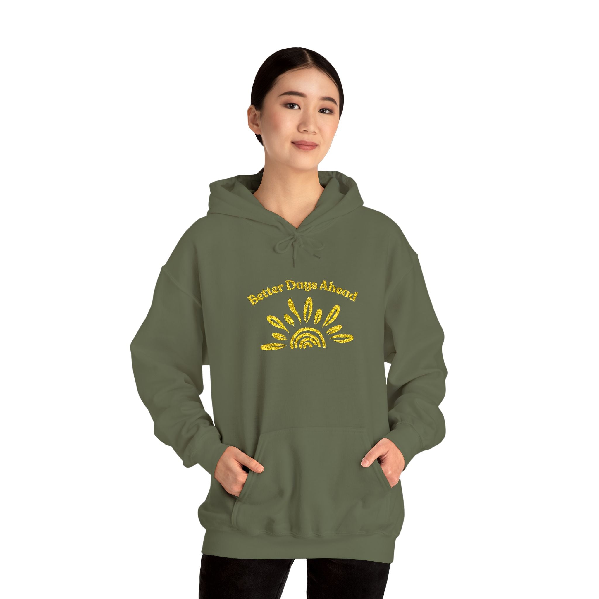 Hoodie | ‘Better Days Ahead’ Above a Sunrise  Embroidered Graphic