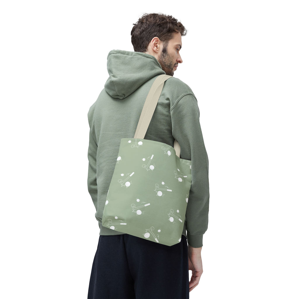 Tote Bag | Sage Green and Golf Pattern Shoulder Bag