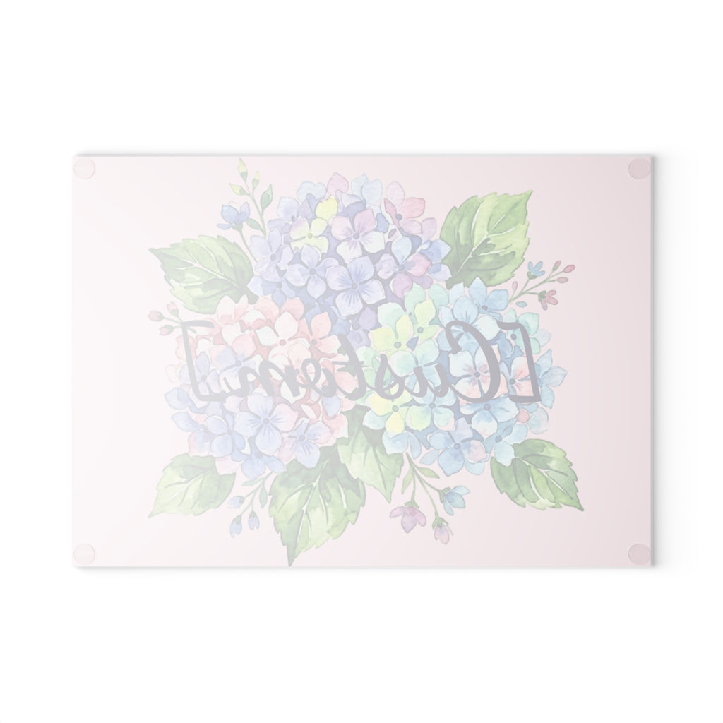 Glass Cutting Board | Customizable Pastel Hydrangeas Kitchen Decor