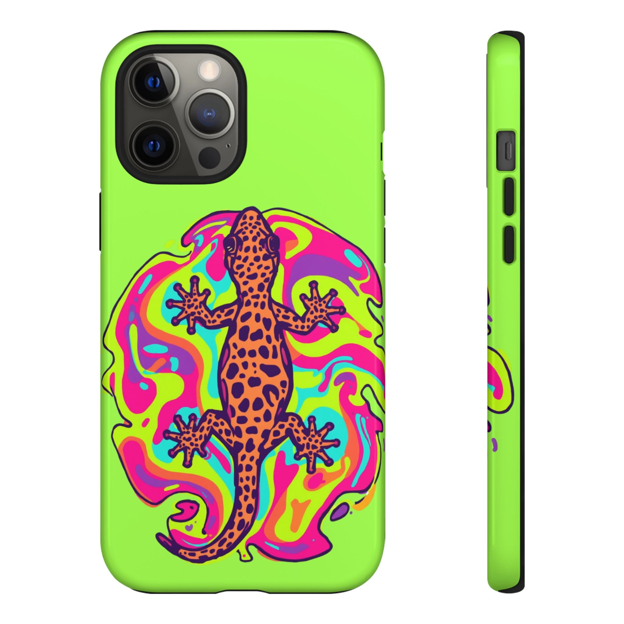 Phone Cases | Neon Leopard Gecko Swirl Phone Case