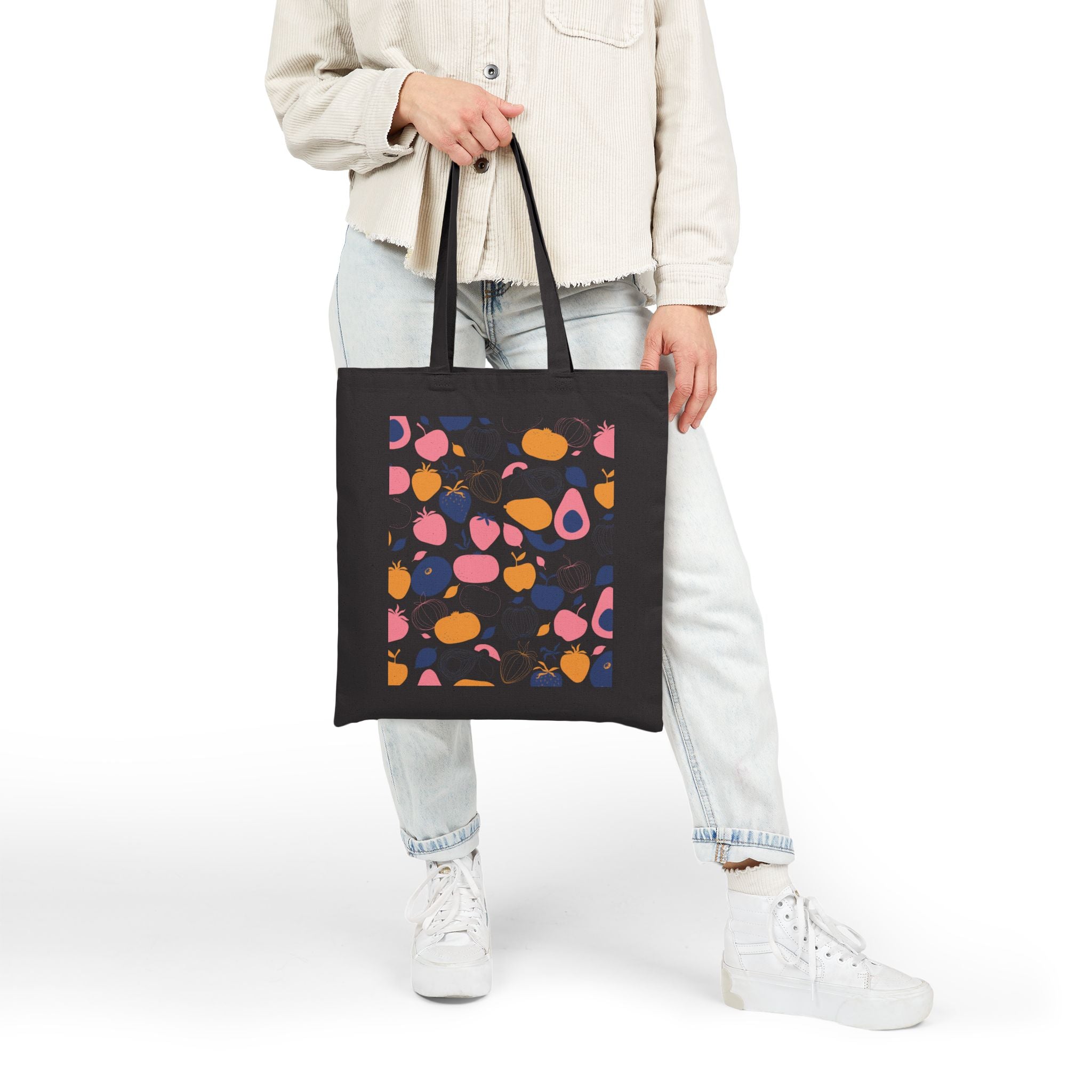 Tote Bag | Abstract Fruit Pattern Canvas Grocery Tote
