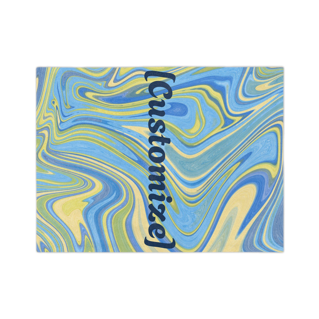 Customizable Blue-Yellow Marble Velveteen Throw