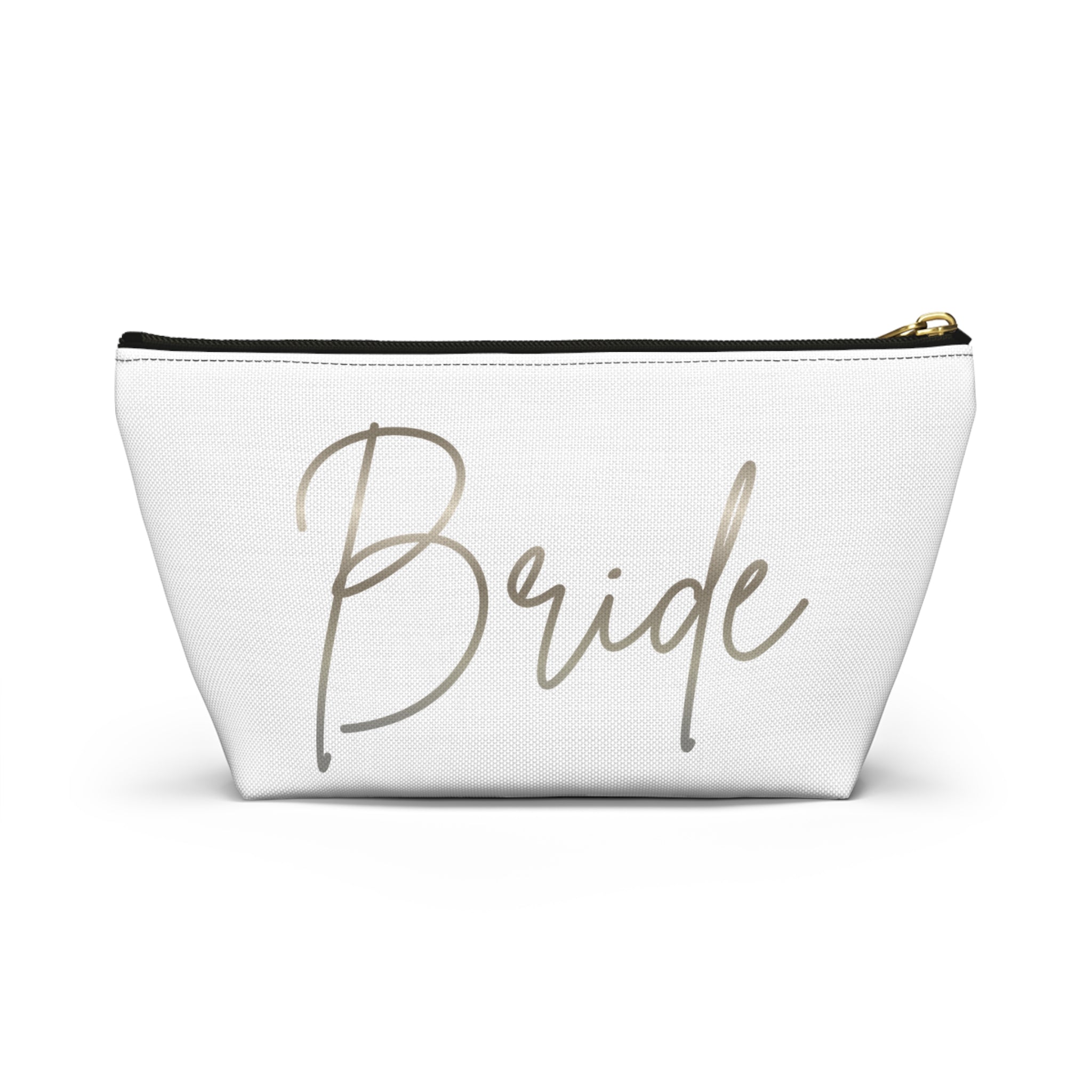 T Bottom Accessory Pouch | Silver 'Bride' Script Cosmetic Bag