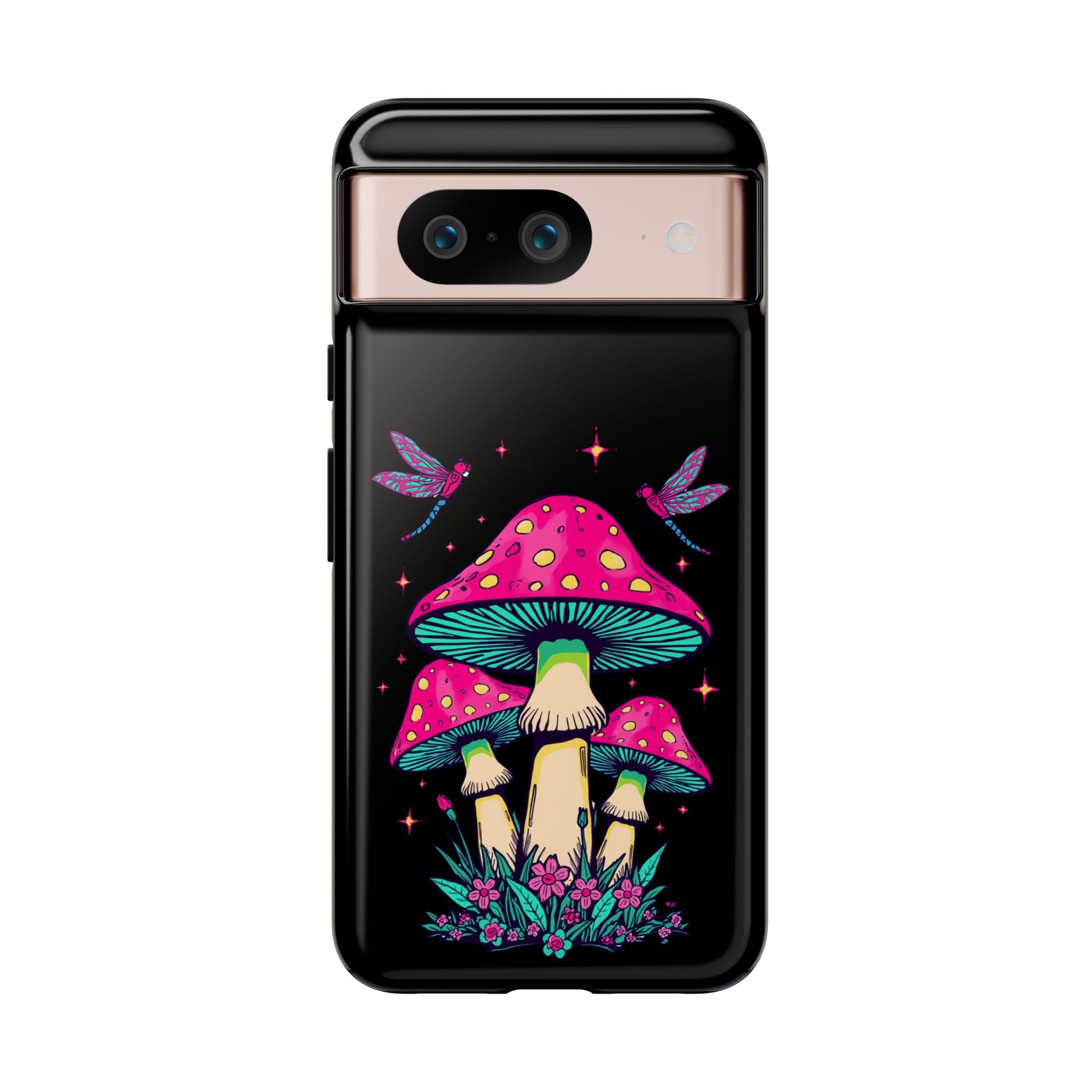 Phone Cases | Colorful Mushroom and Dragonfly Print Tough Case