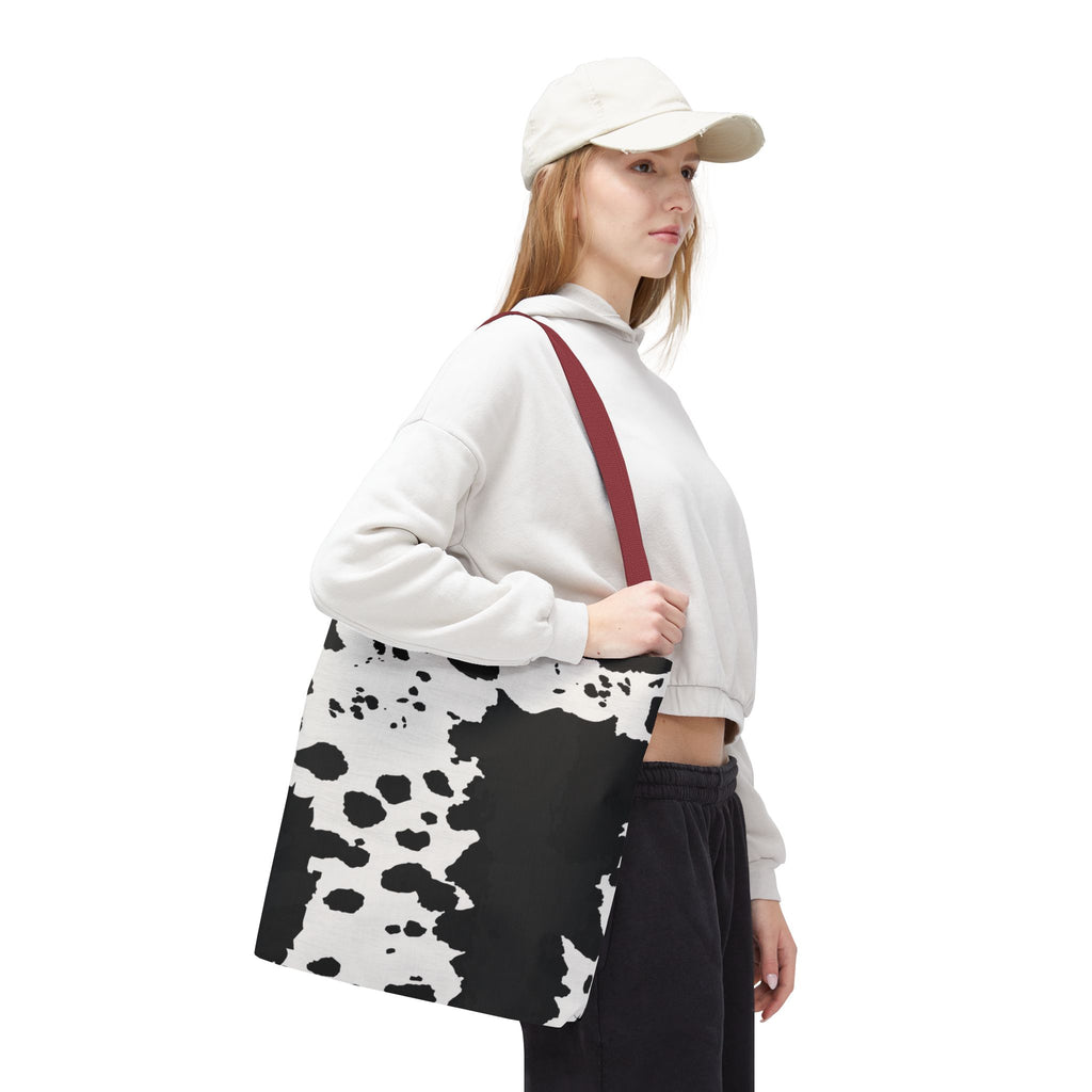 Tote Bag | Black & White Cow Print Patterned Shoulder Tote