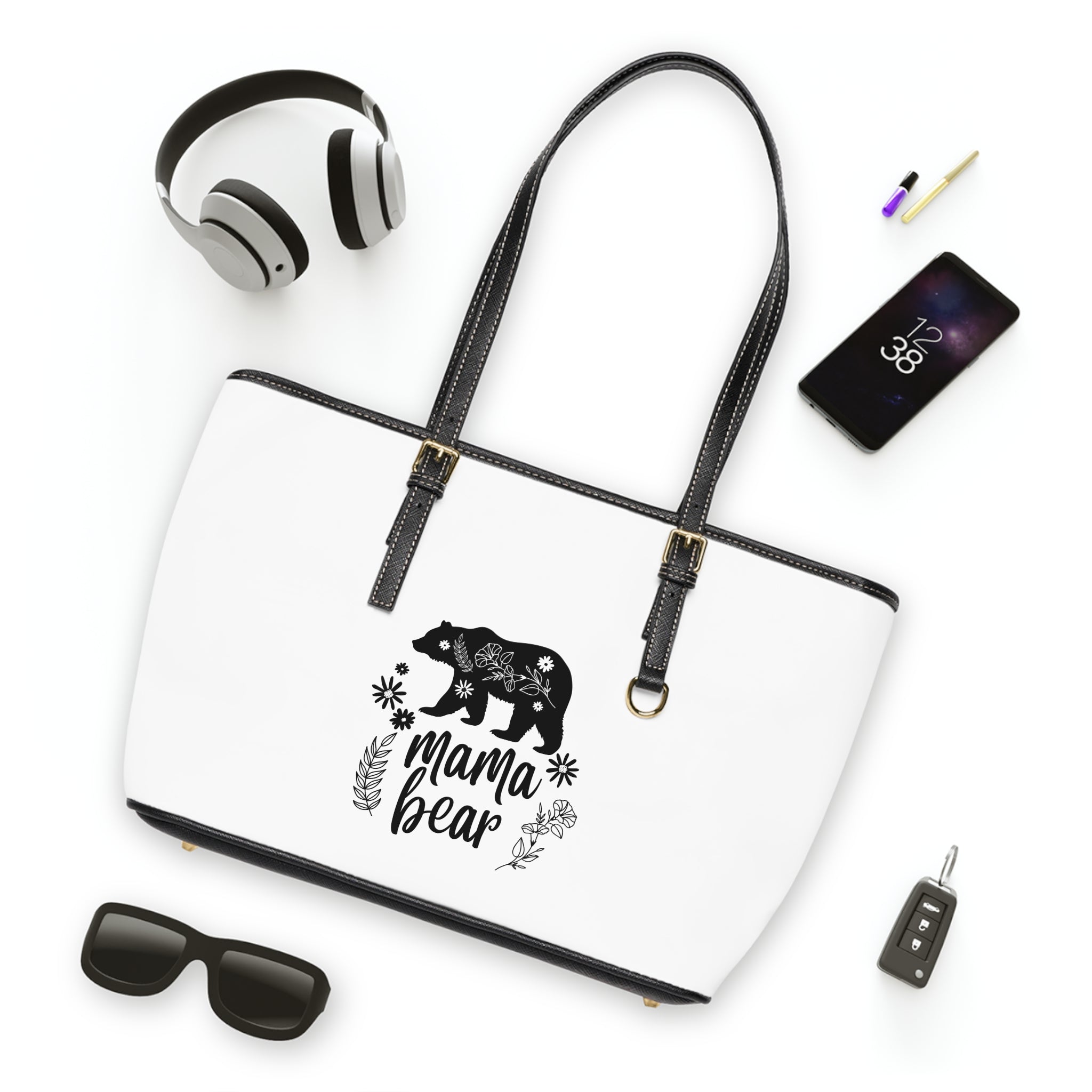 Handbag | 'Mama Bear' Shoulder Bag – Floral Bear Tote for Moms