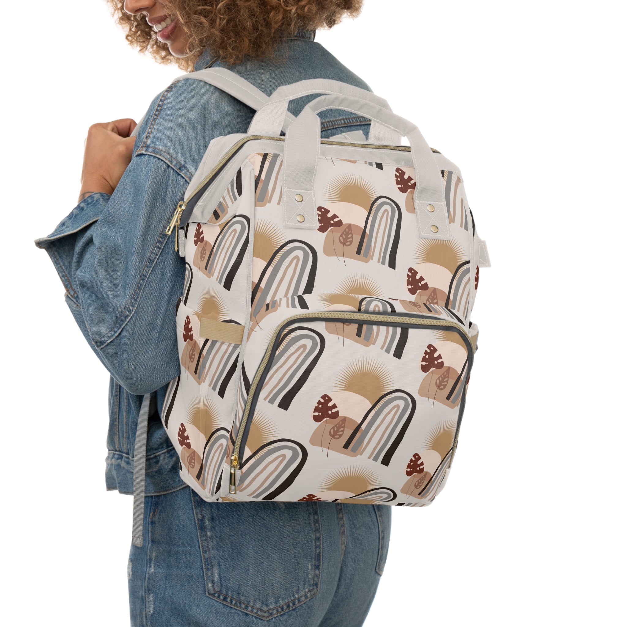 Diaper Backpack | Multifunctional Baby Changing Bag in Neutral Boho Rainbows