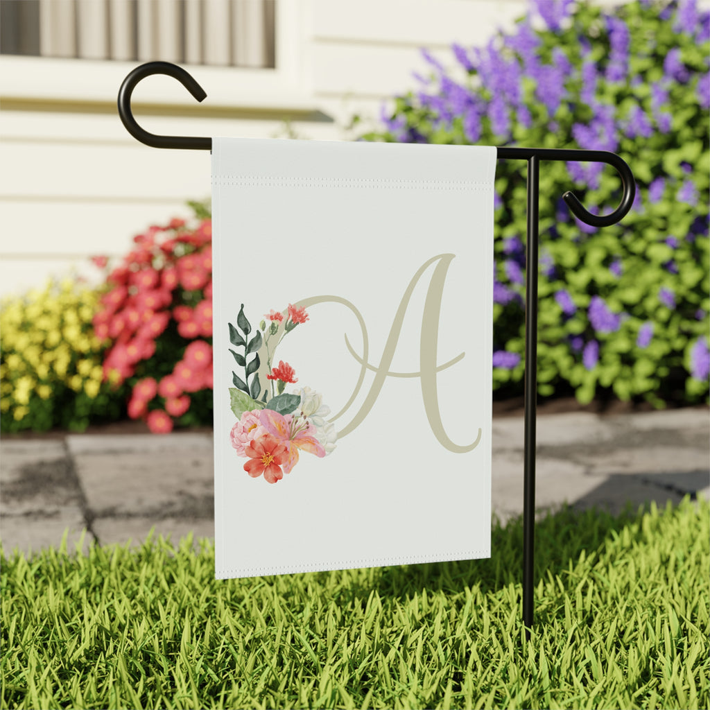 Home & Garden Banner | 'A' Monogram Watercolor Blooms Flag