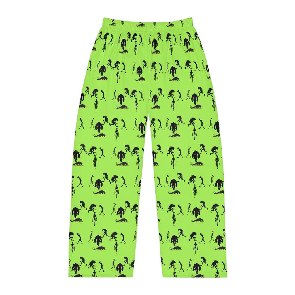 Pajama Pants | Neon Cryptid Lovers Silhouette Men's Lounge Pants