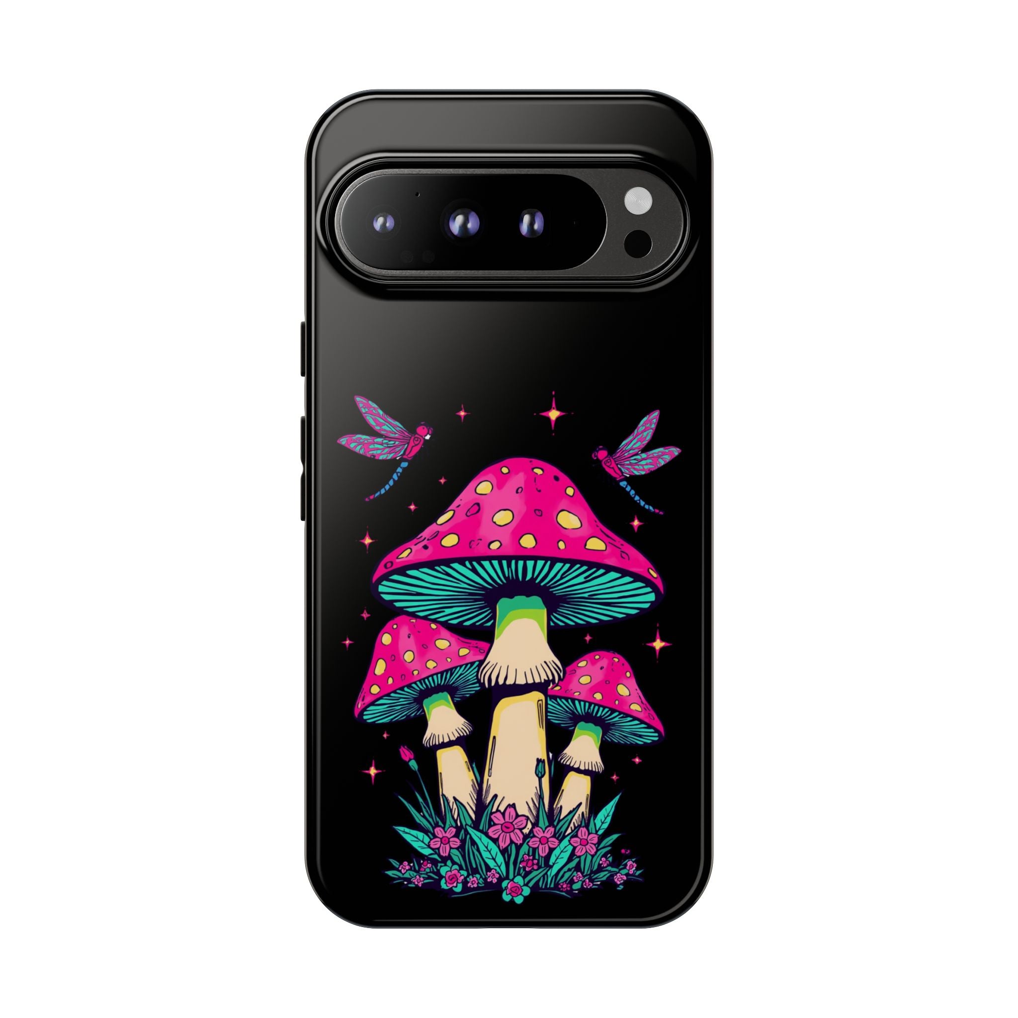 Phone Cases | Colorful Mushroom and Dragonfly Print Tough Case