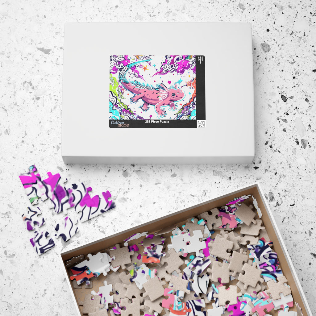 Jigsaw Puzzle | Colorful Fantasy Pink Axolotl Illustration 110 & 252 Pieces