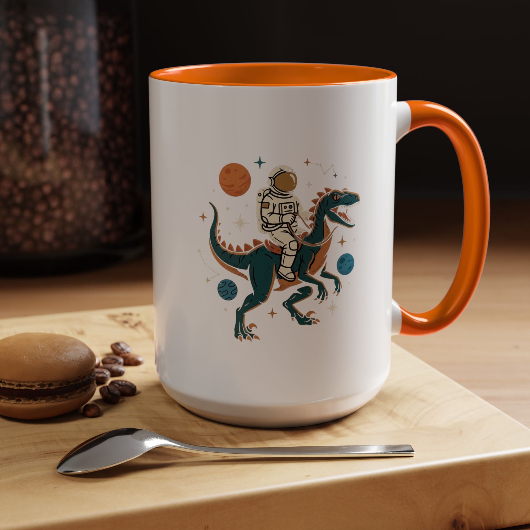 Coffee Mug | Astronaut Riding Velociraptor Accent Mug