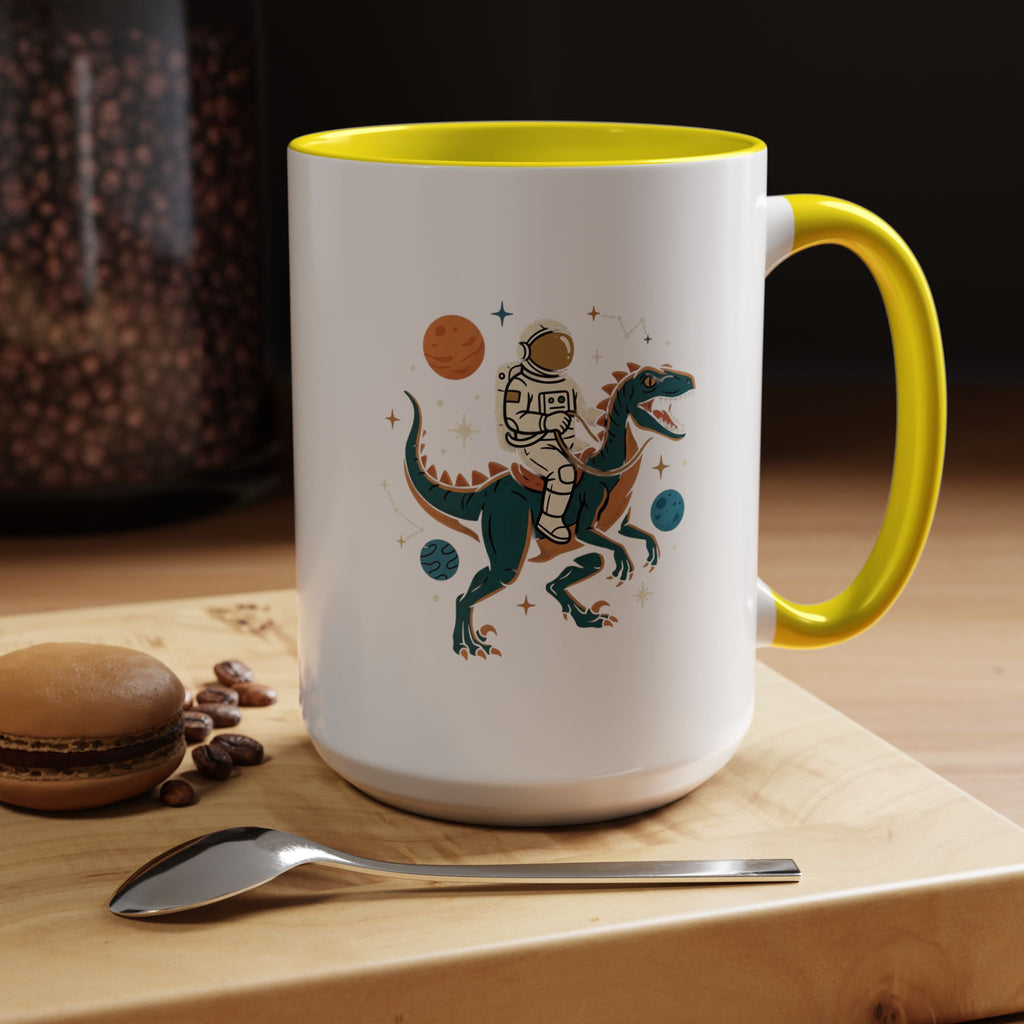 Coffee Mug | Astronaut Riding Velociraptor Accent Mug