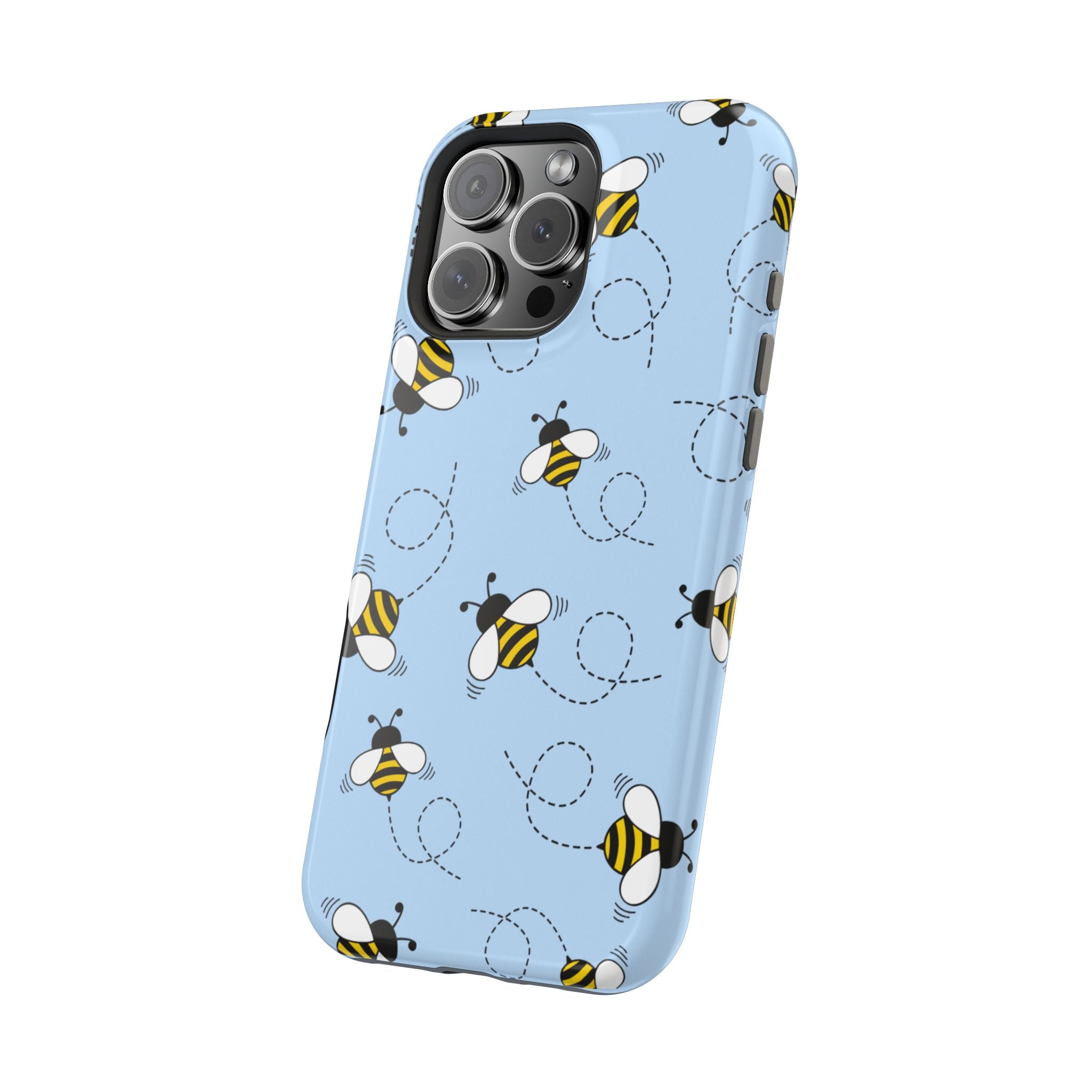 Phone Case | Sky Blue Bee Pattern Magnetic Impact-Resistant Phone Case