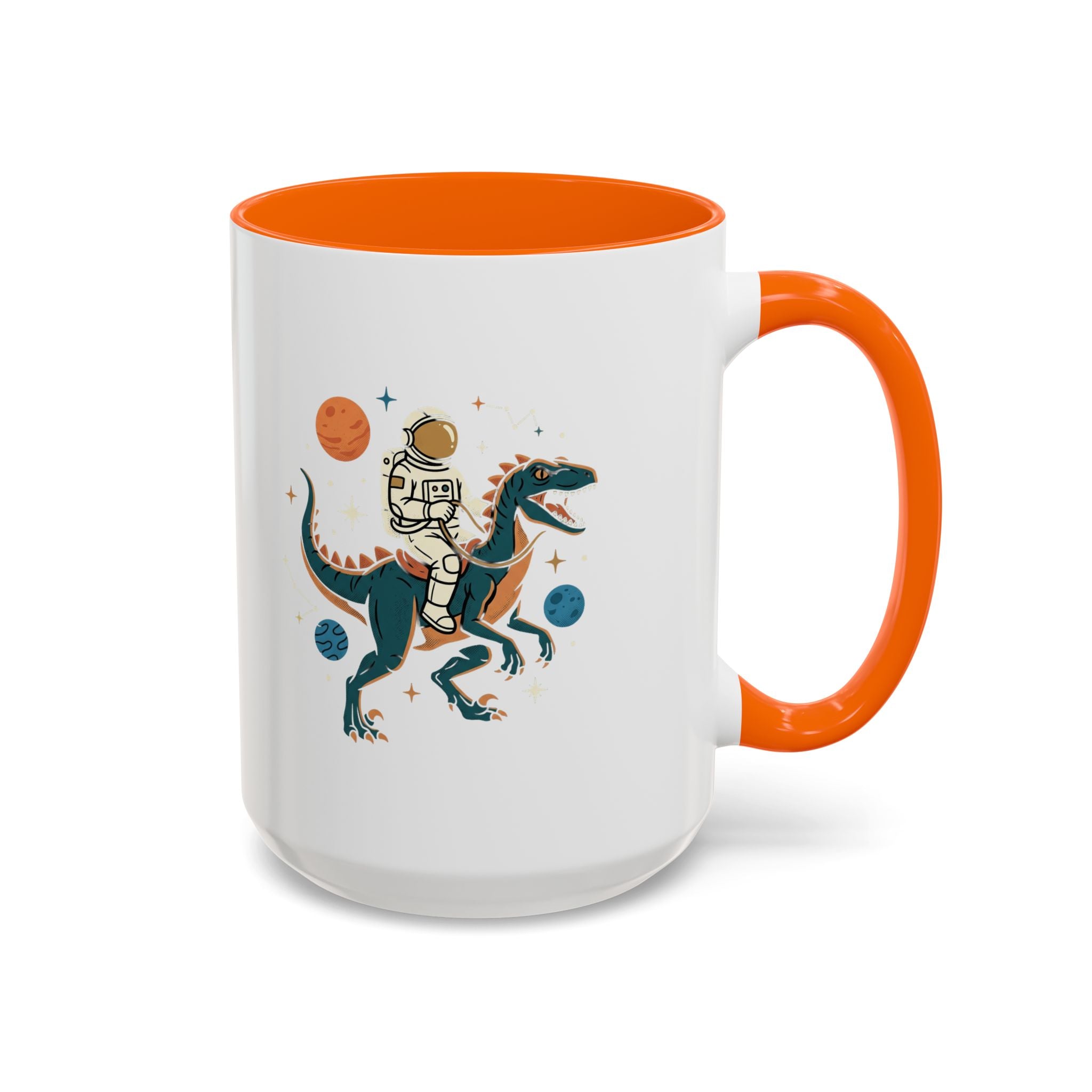 Coffee Mug | Astronaut Riding Velociraptor Accent Mug