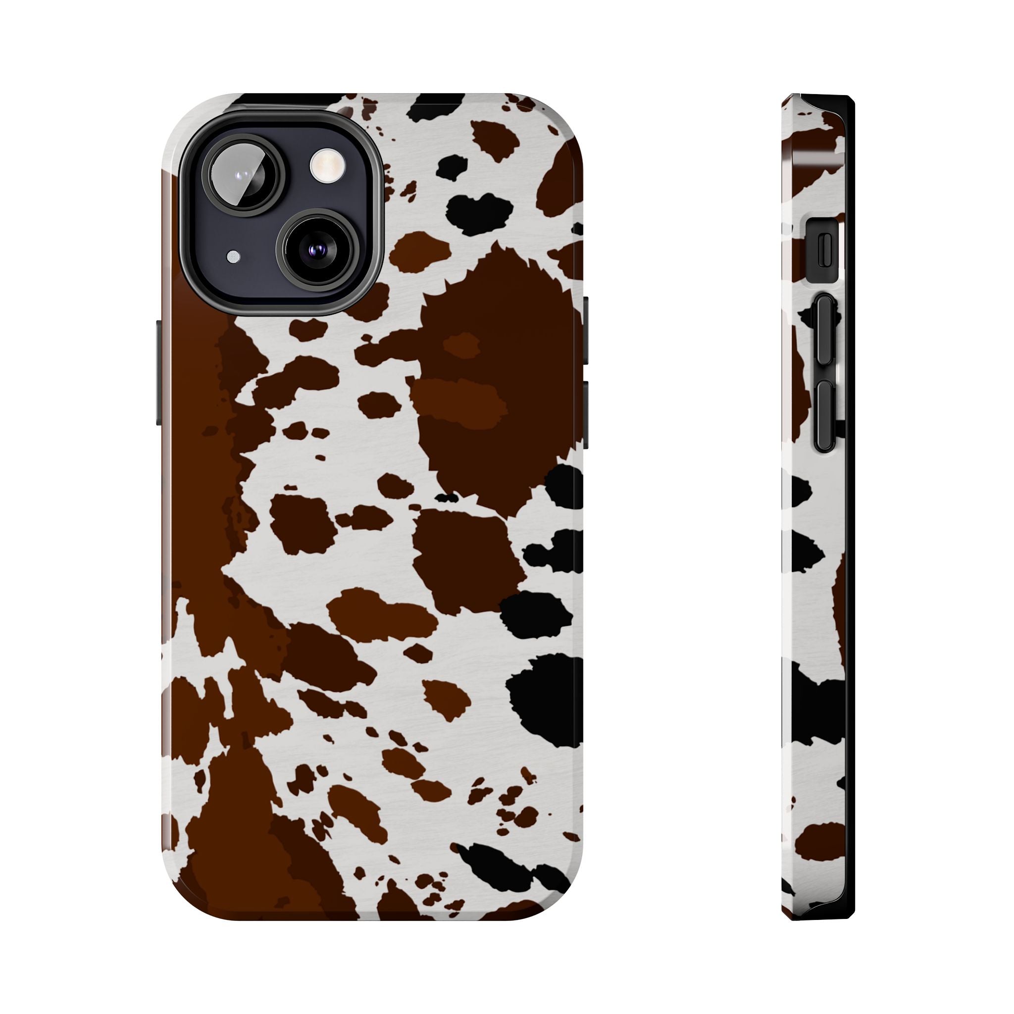 Phone Case | Brown & White Cowhide Pattern Tough Protective Cover