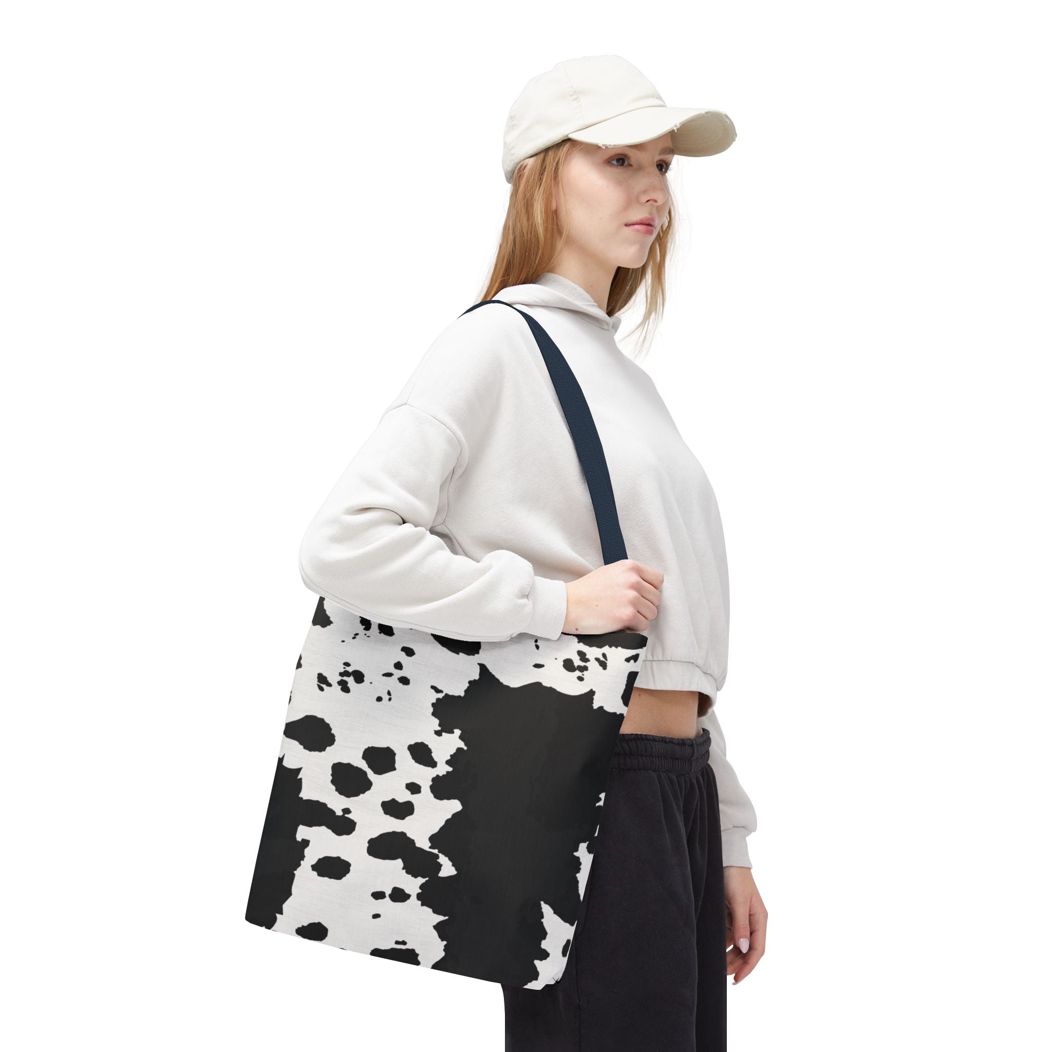 Tote Bag | Black & White Cow Print Patterned Shoulder Tote