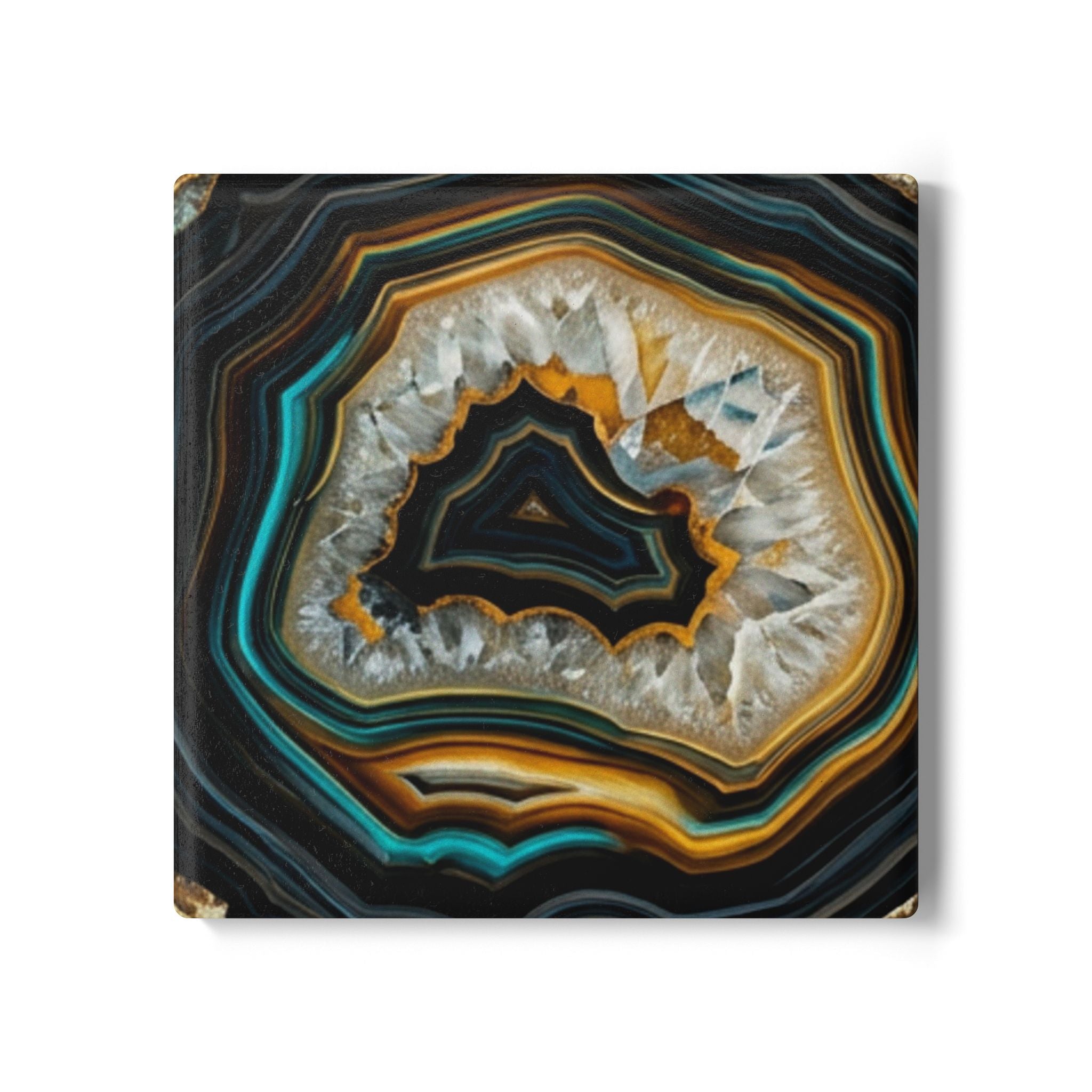 Ceramic Coasters | Agate Slice Stone Art Pattern Cork-Back Drink Coaster