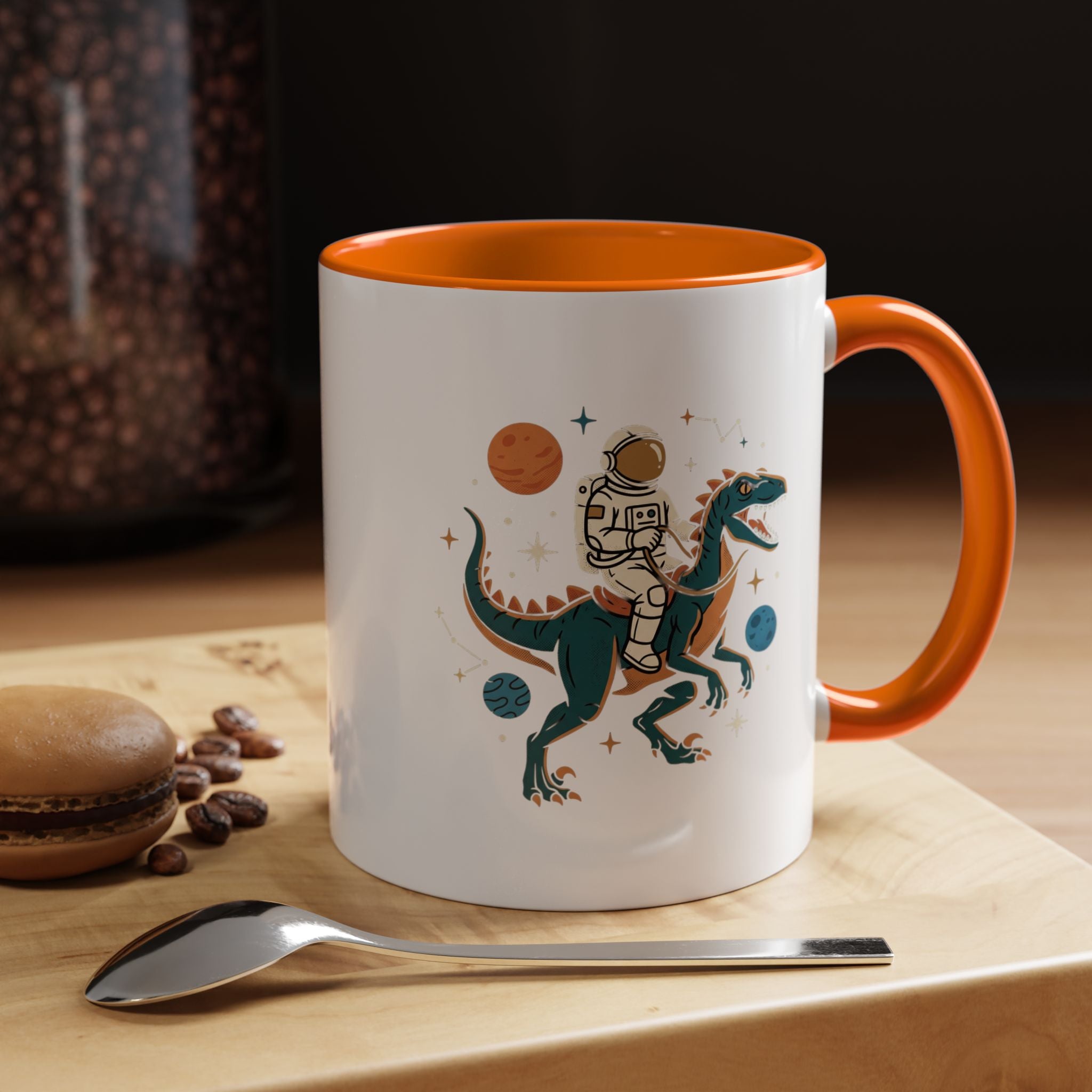 Coffee Mug | Astronaut Riding Velociraptor Accent Mug
