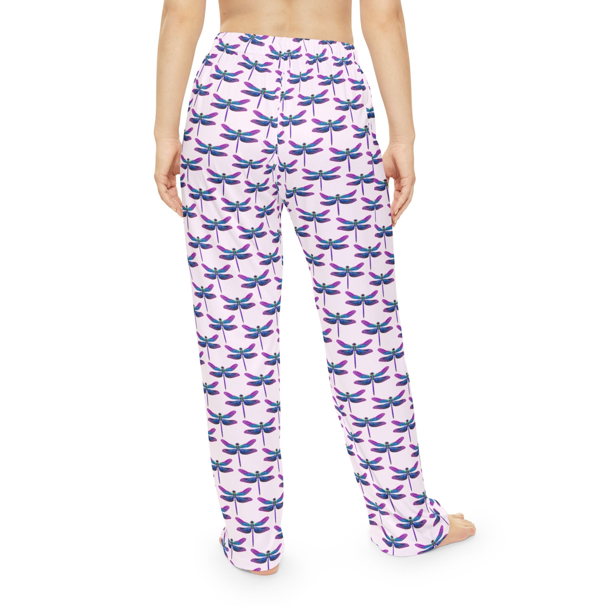 Pajama Pants | All-Over Print Teal & Purple Dragonfly Pattern