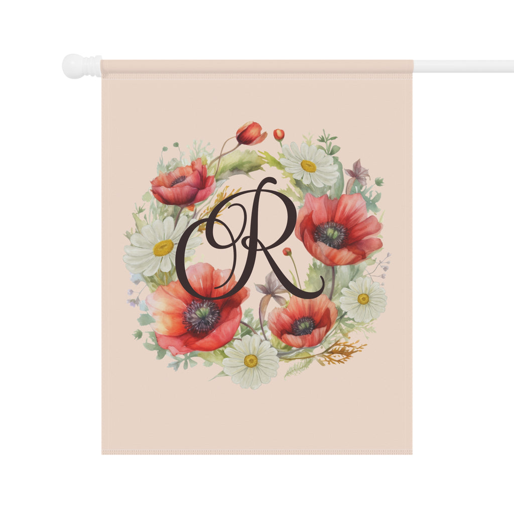 Home & Garden Banner | 'R' Monogram Poppy & Daisy Flag