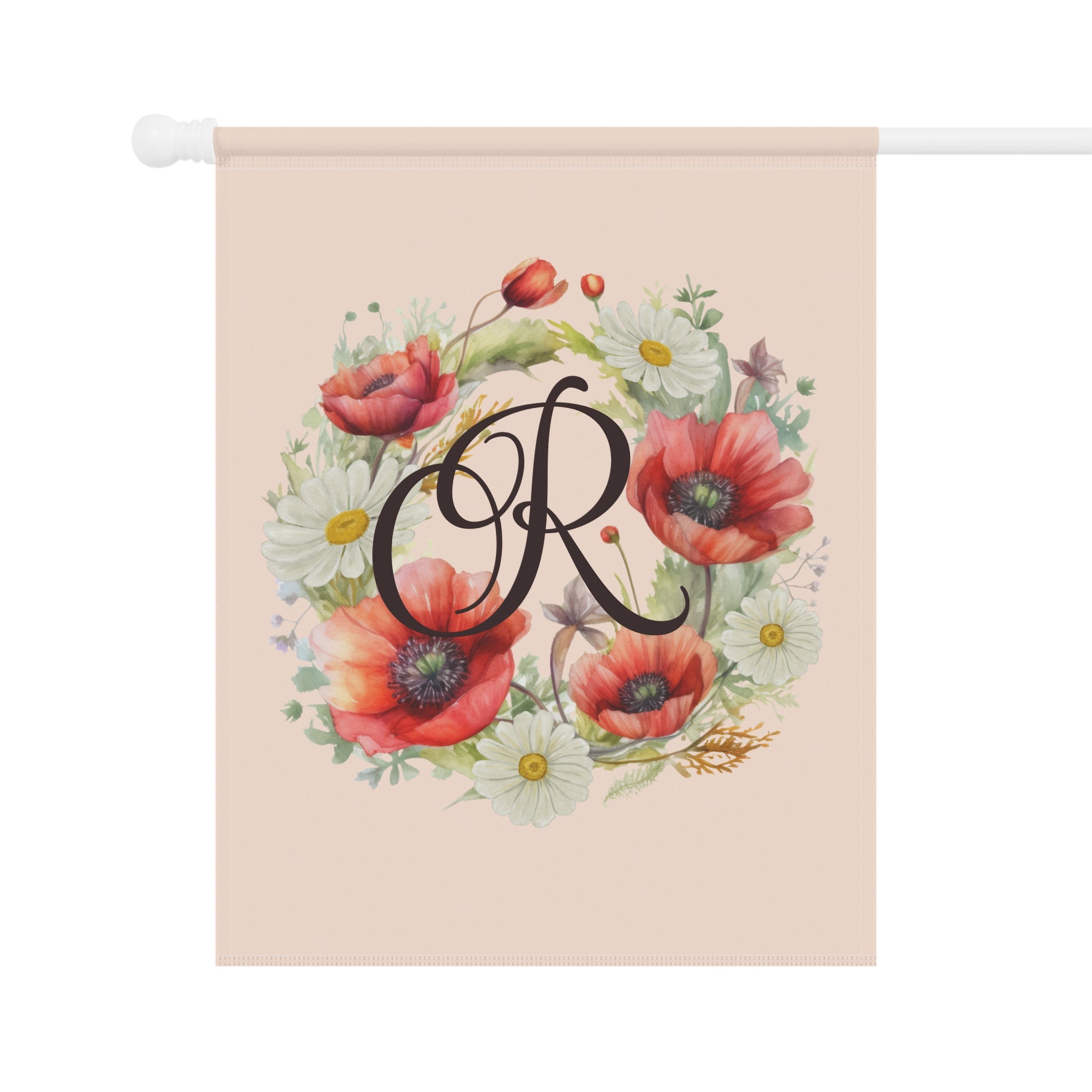 Home & Garden Banner | 'R' Monogram Poppy & Daisy Flag