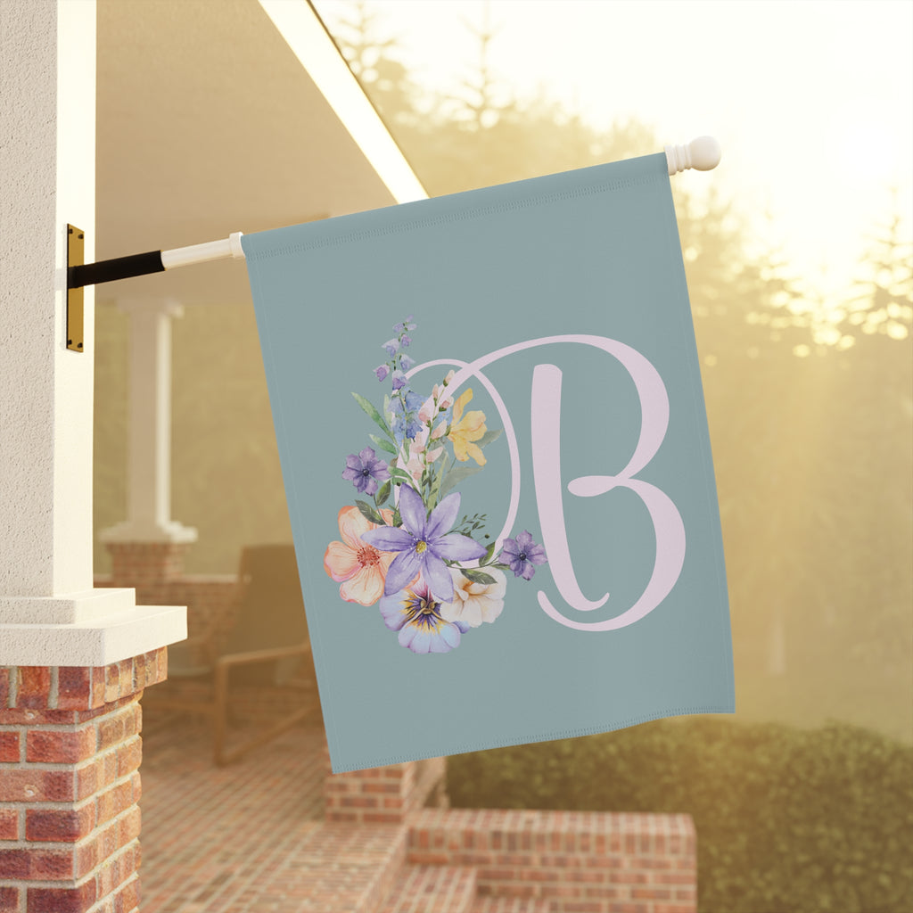 Home & Garden Banner | 'B' Monogram Pastel Garden Flag