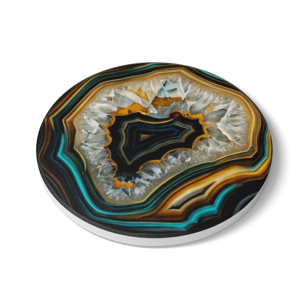 Ceramic Coasters | Agate Slice Stone Art Pattern Cork-Back Drink Coaster